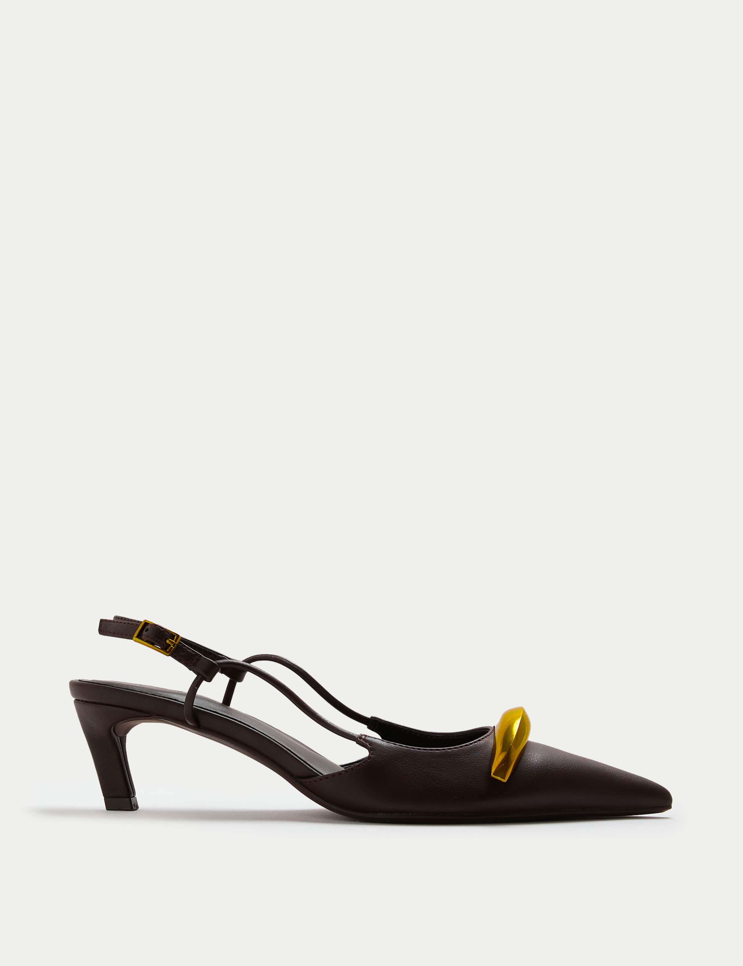 Gold Trim Kitten Heel Slingbacks 2 of 3