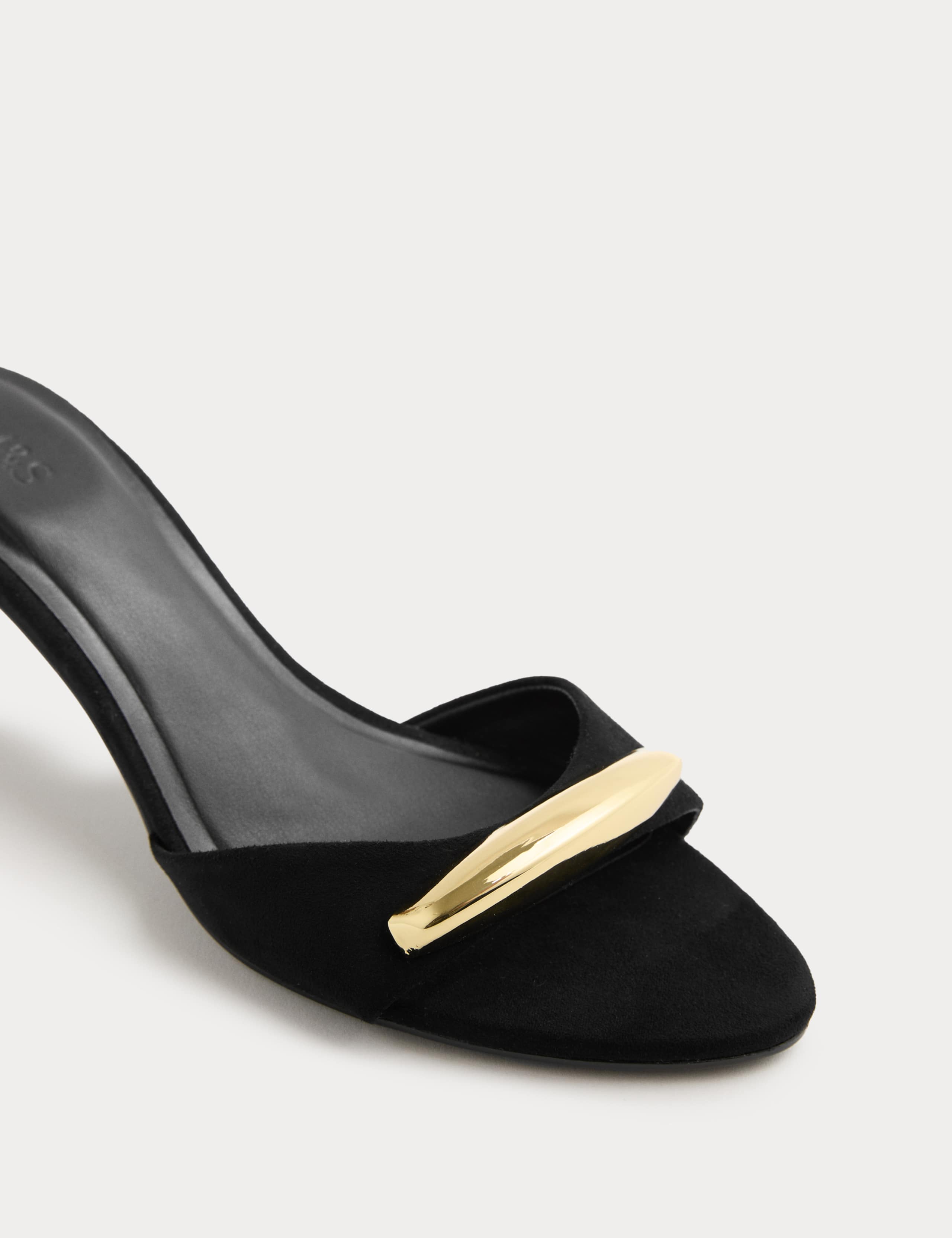 Gold Trim Open Toe Kitten Heel Mules 3 of 3