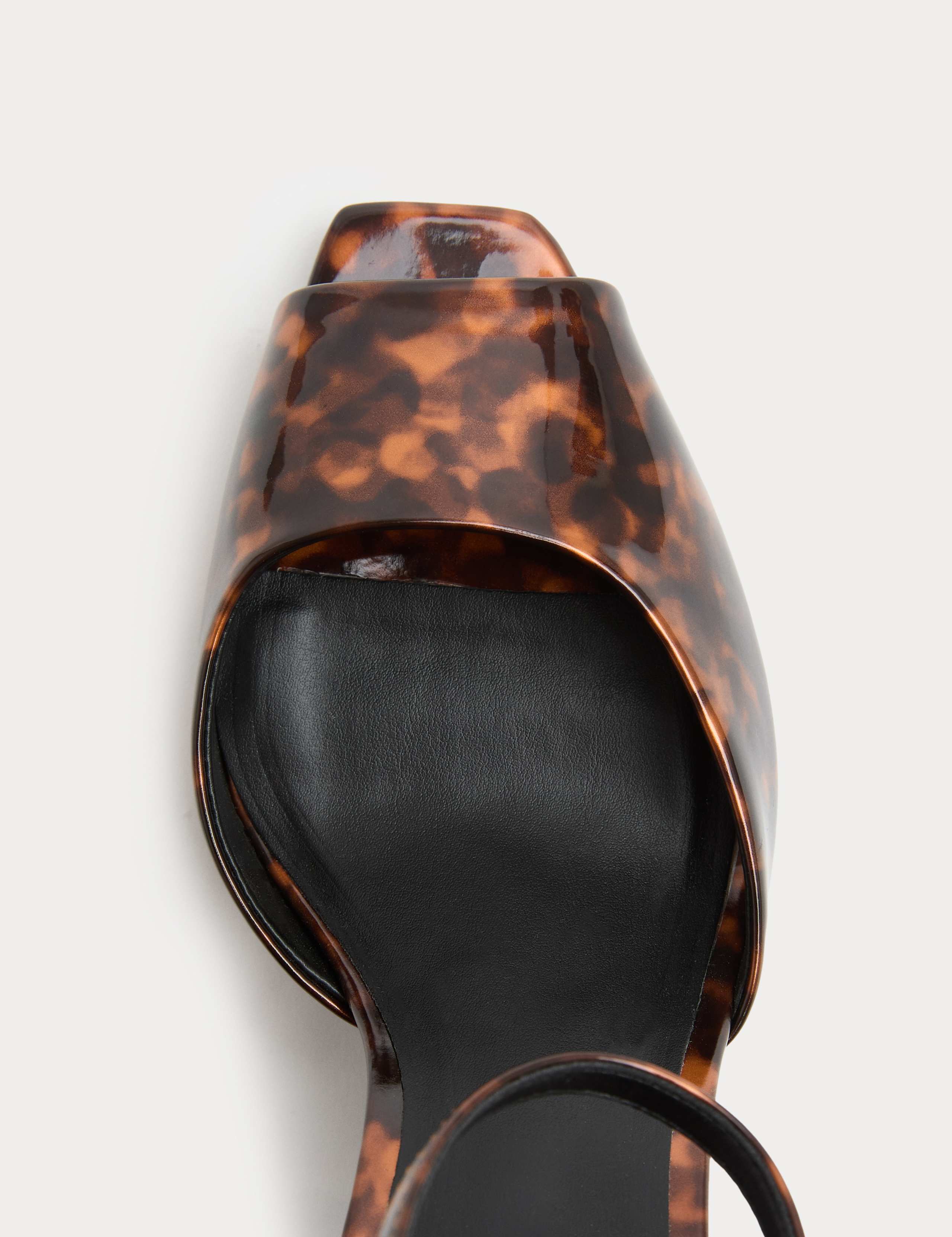 Tortoise Shell Patent Peep Toe Heel Sandals 3 of 3