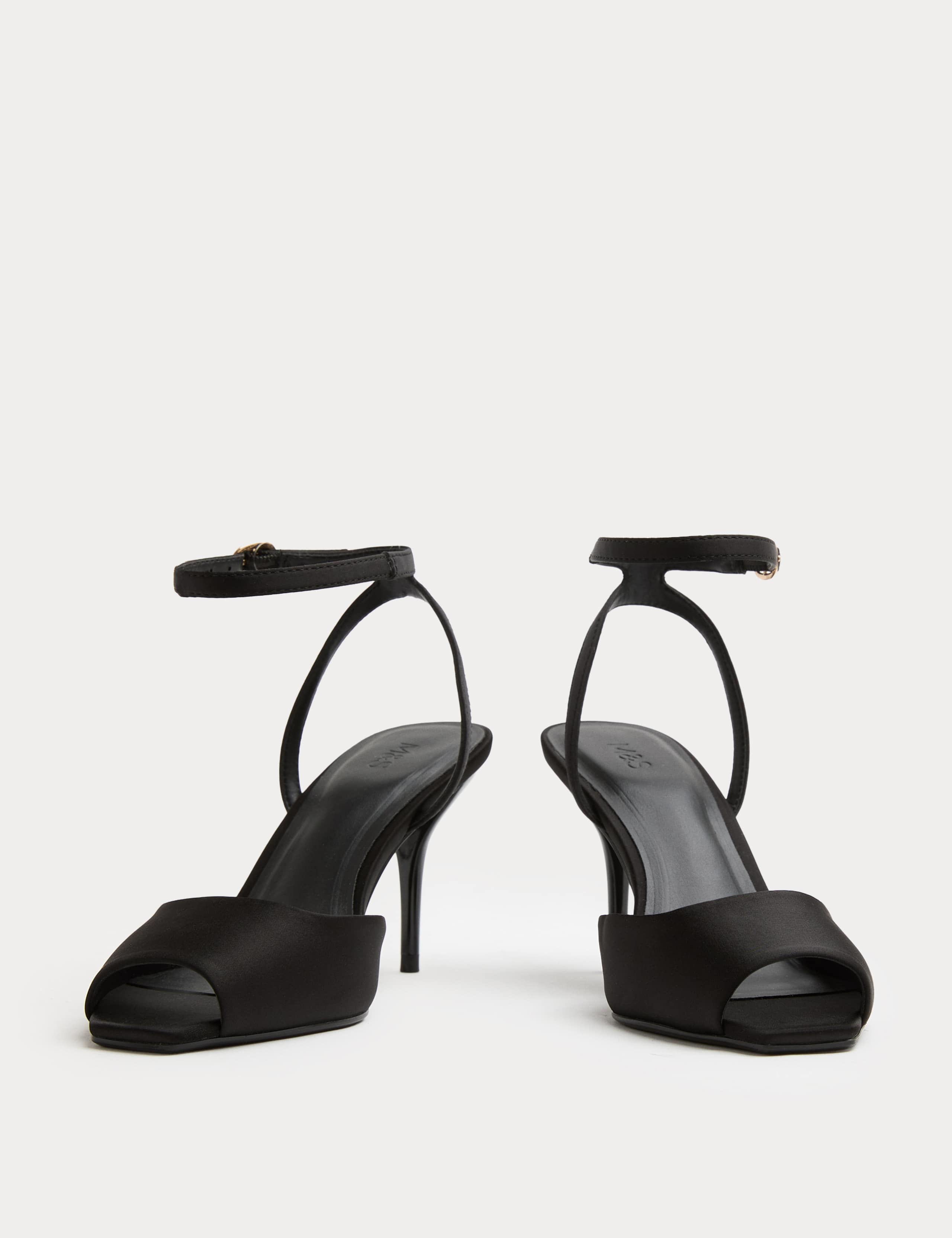 Satin Peep Toe Stiletto Heel Sandals 2 of 3