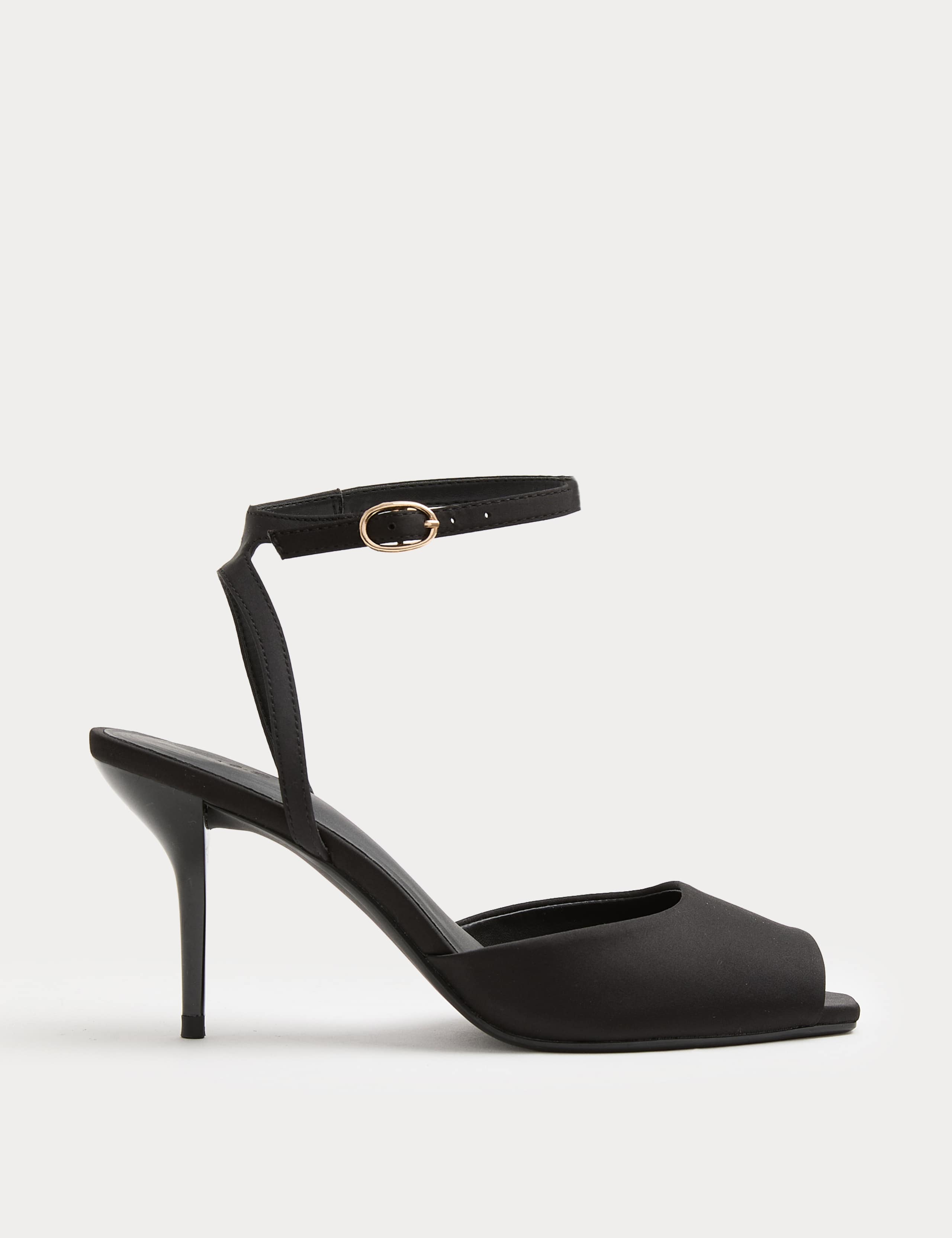 Satin Peep Toe Stiletto Heel Sandals 1 of 3