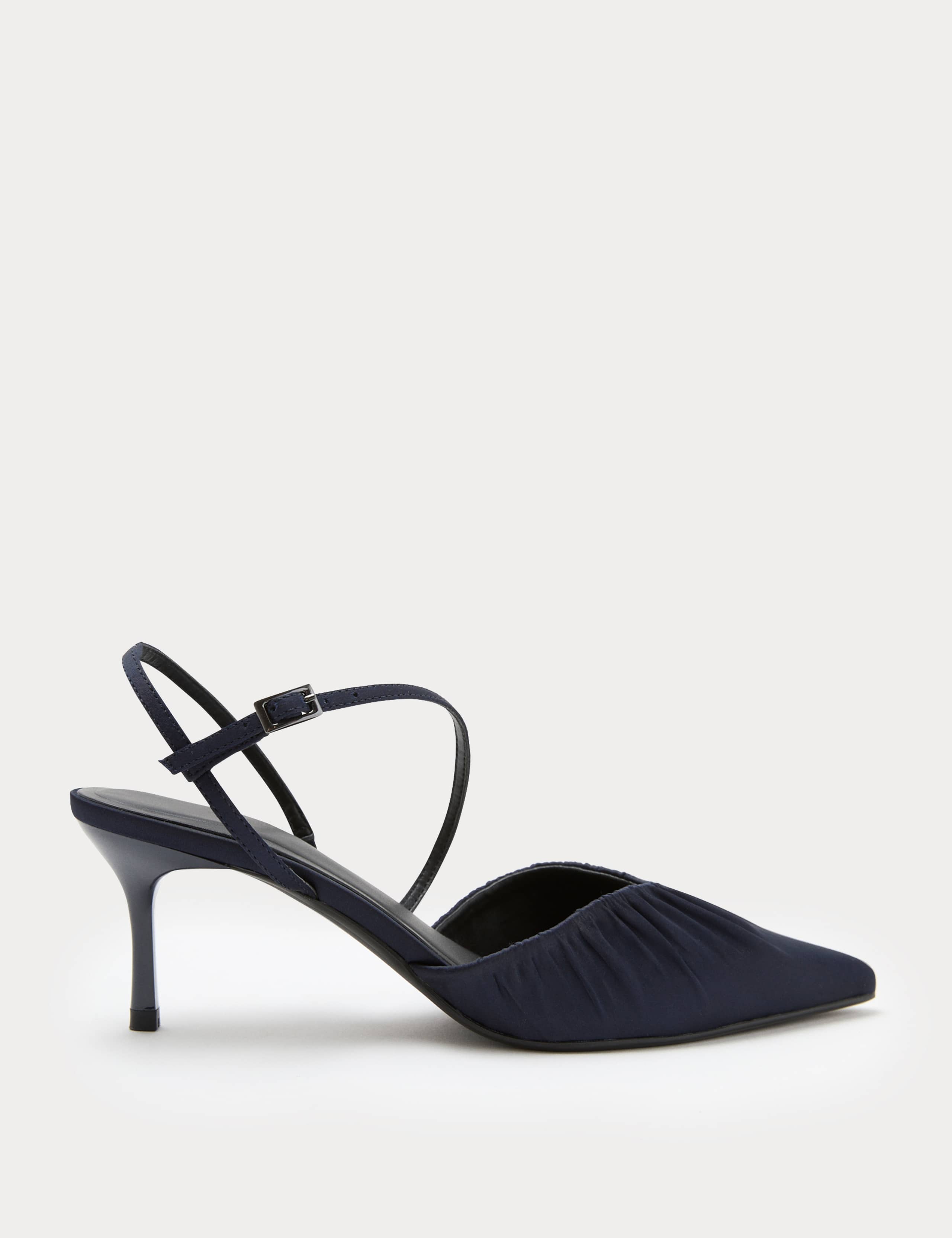 Satin Ruched Stiletto Heel Slingback Shoes 2 of 2