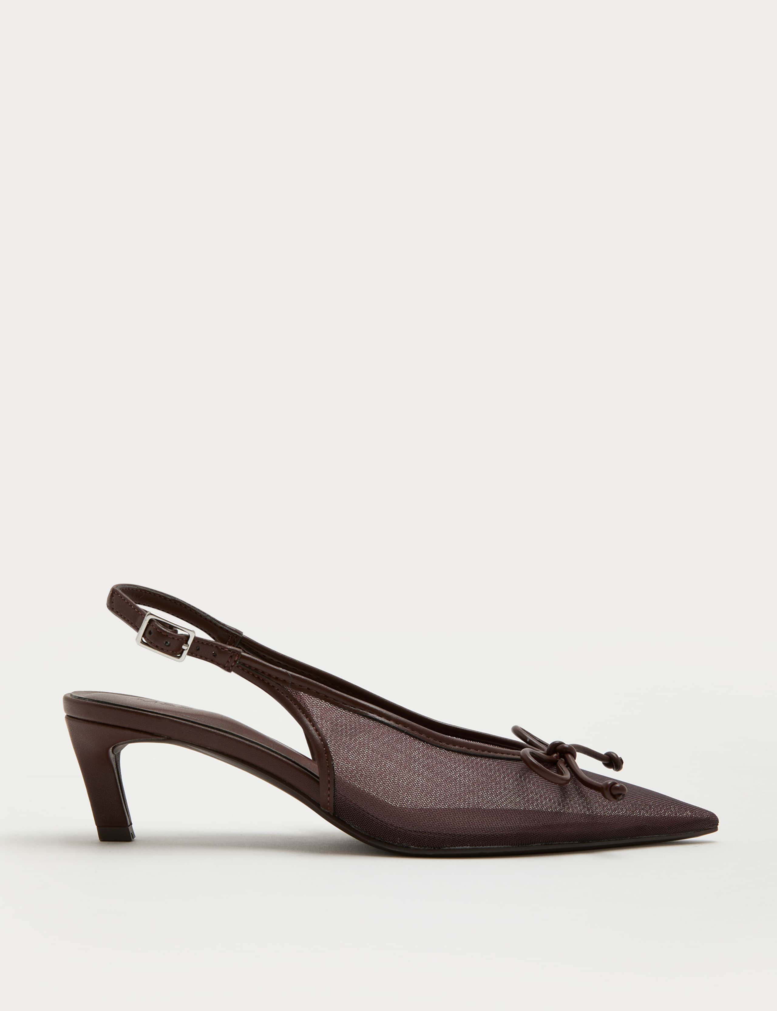 Mesh Point Kitten Heel Slingback Shoes 2 of 3