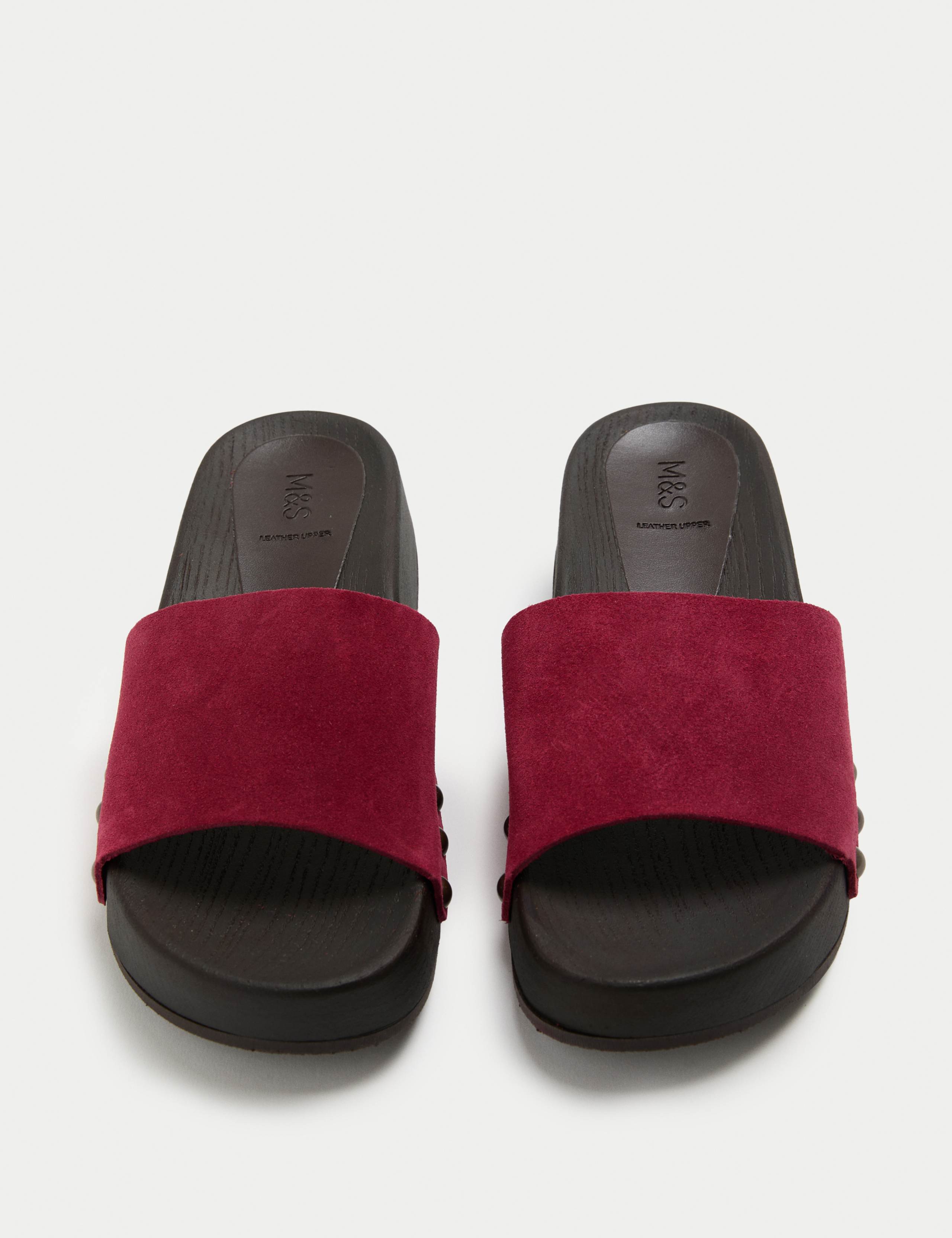 Suede Platform Open Toe Clogs 1 of 3
