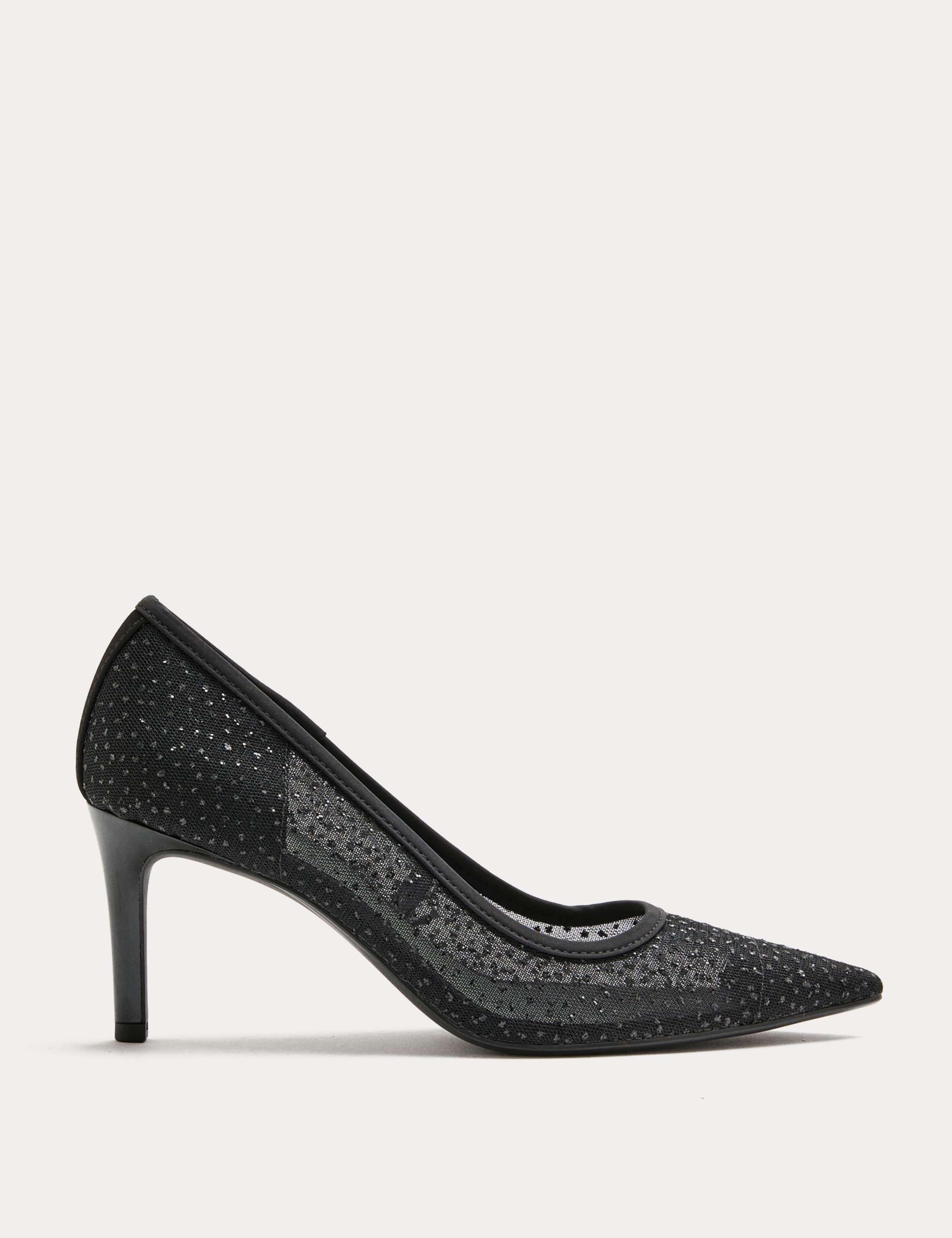 Wide Fit Sparkly Pointed Toe Court Shoes 1 of 3