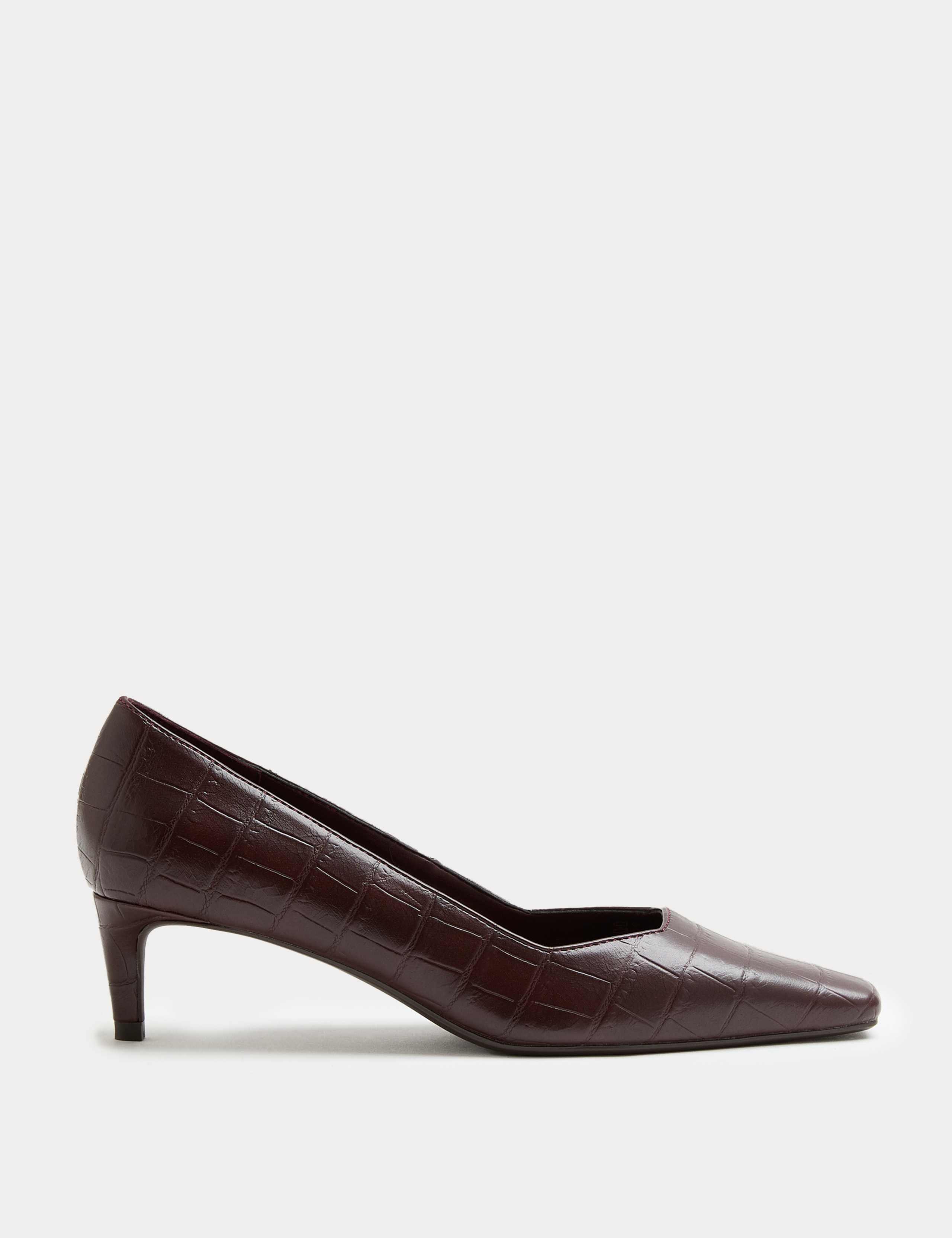 Croc Kitten Heel Chisel Toe Court Shoes 2 of 3