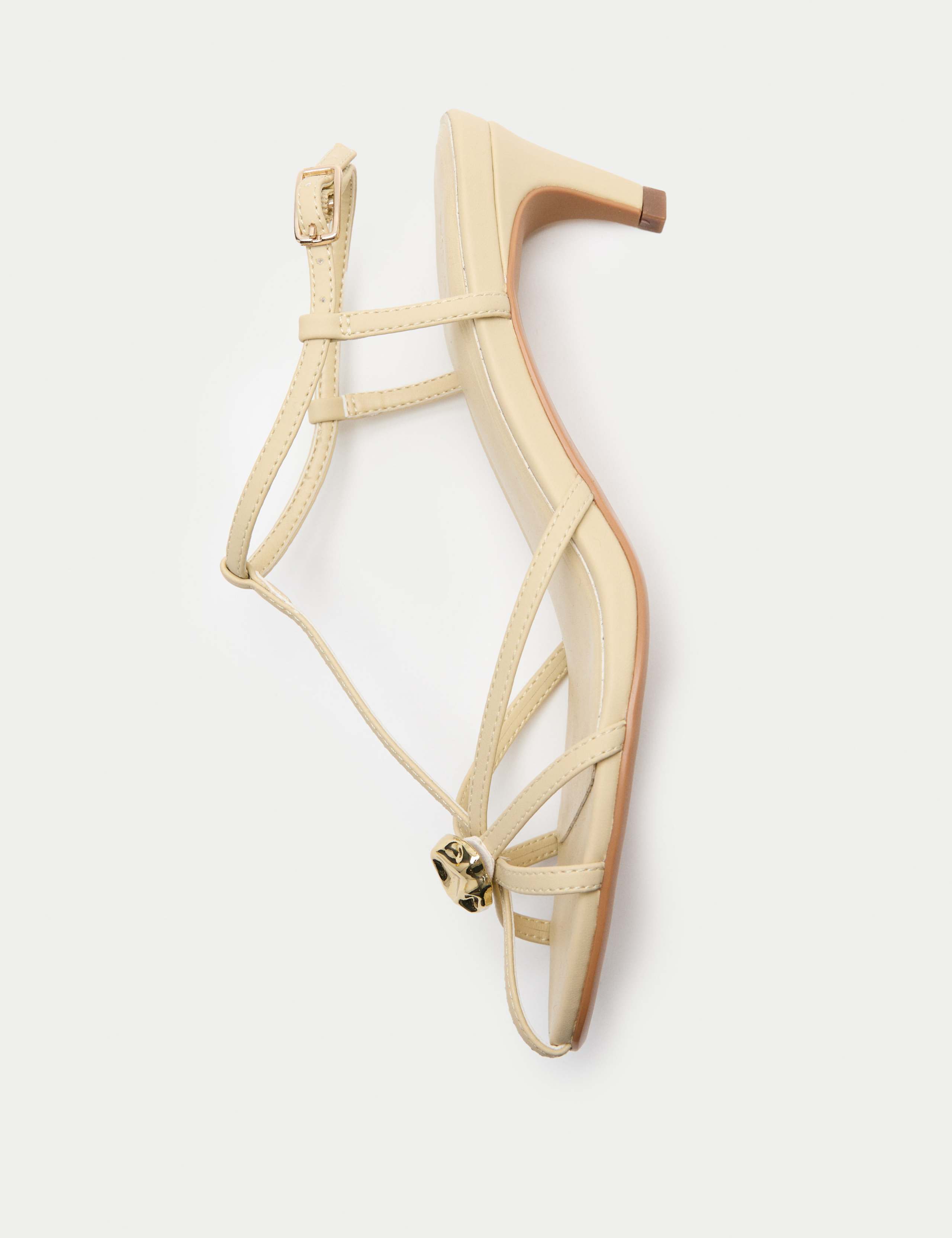 Gold Trim Strappy Kitten Heel Sandals 1 of 3