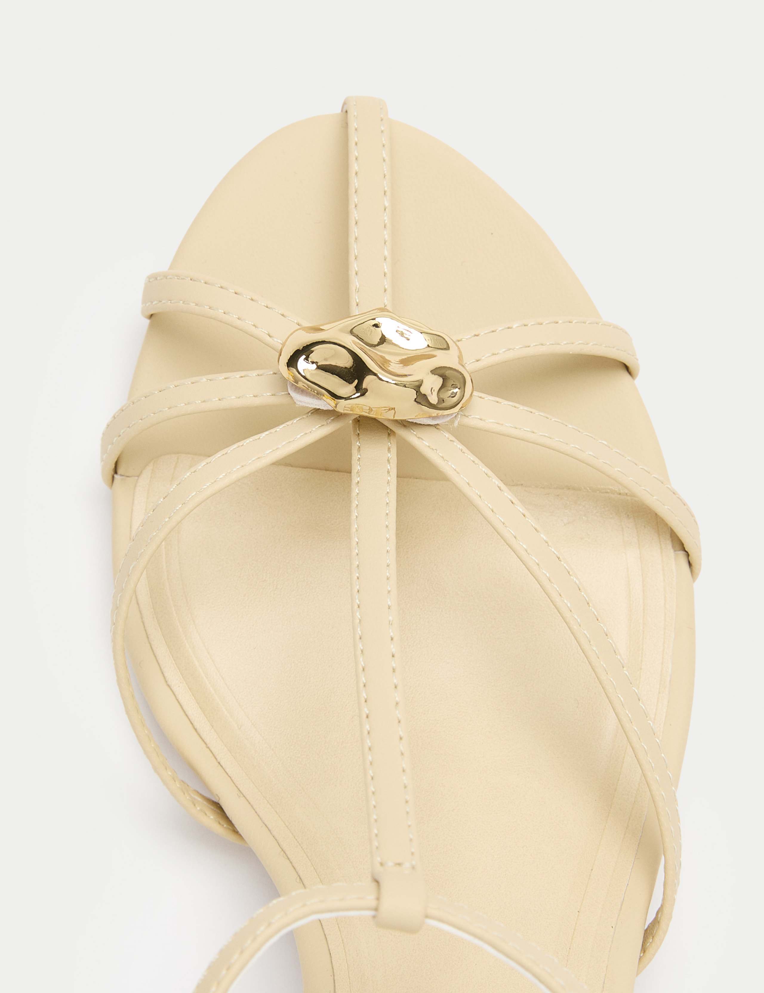 Gold Trim Strappy Kitten Heel Sandals 3 of 3