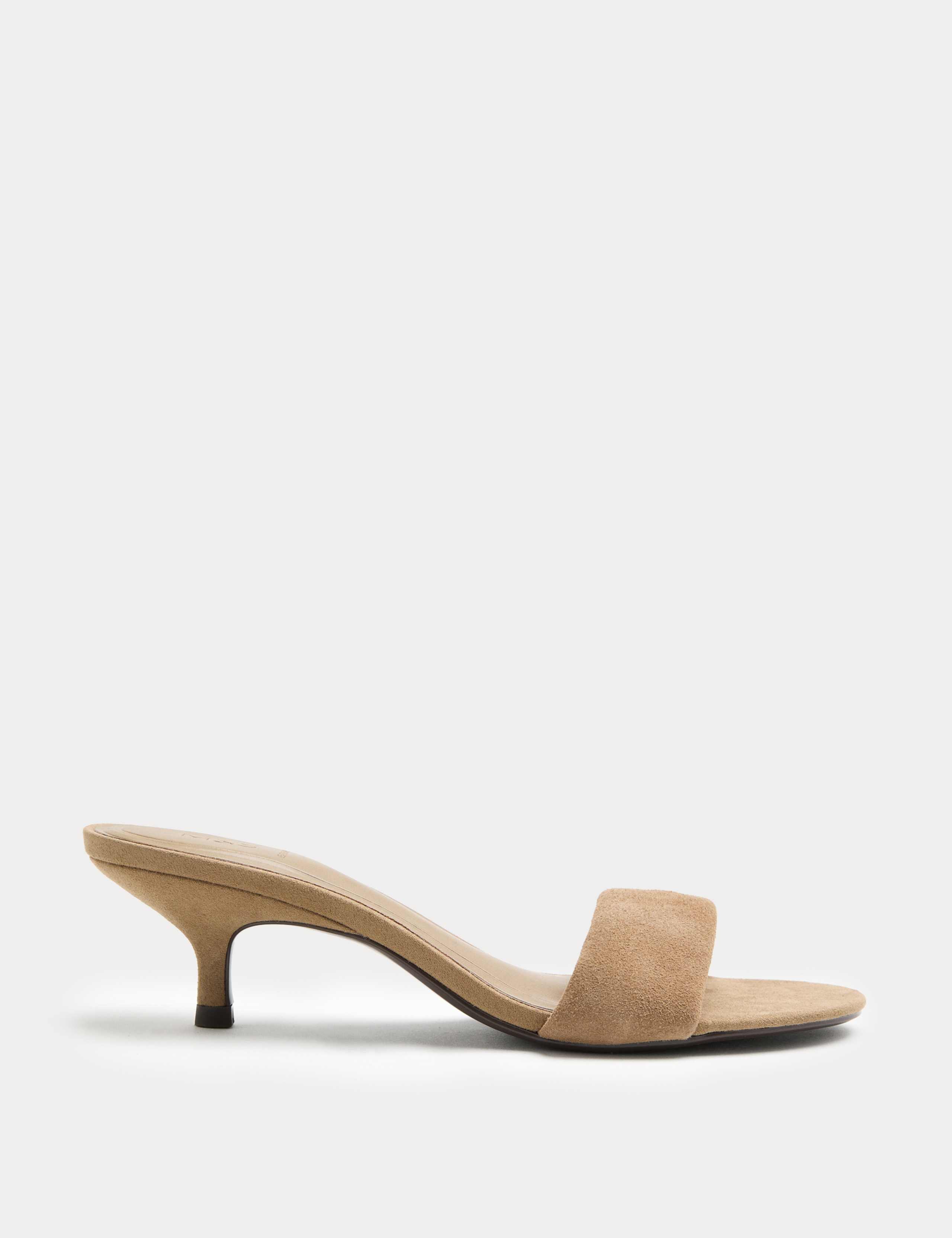 Suede Kitten Heel Open Toe Mules 2 of 3