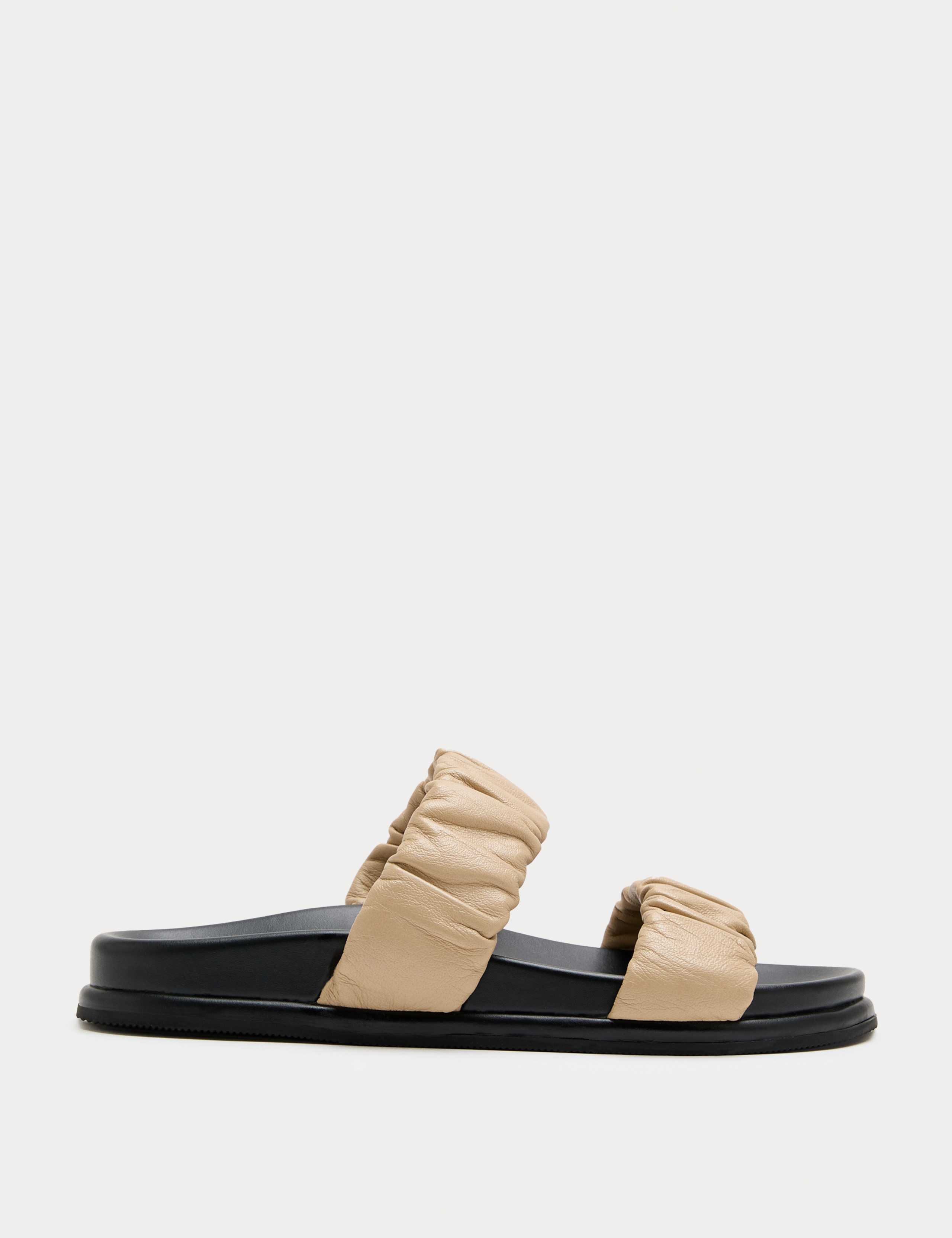 Ruched Leather Mule Footbed Sandals 2 of 3