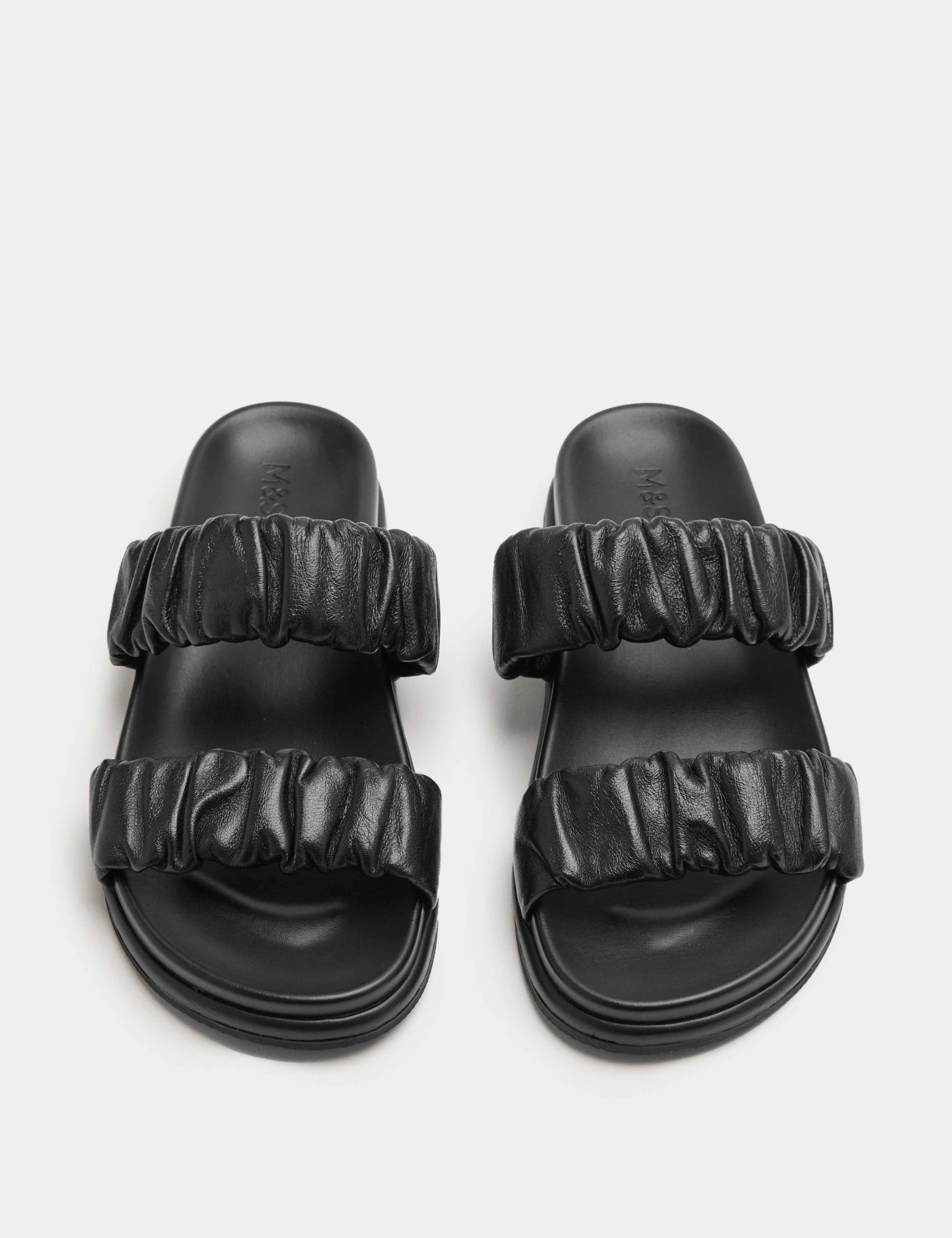 Ruched Leather Mule Footbed Sandals 1 of 3