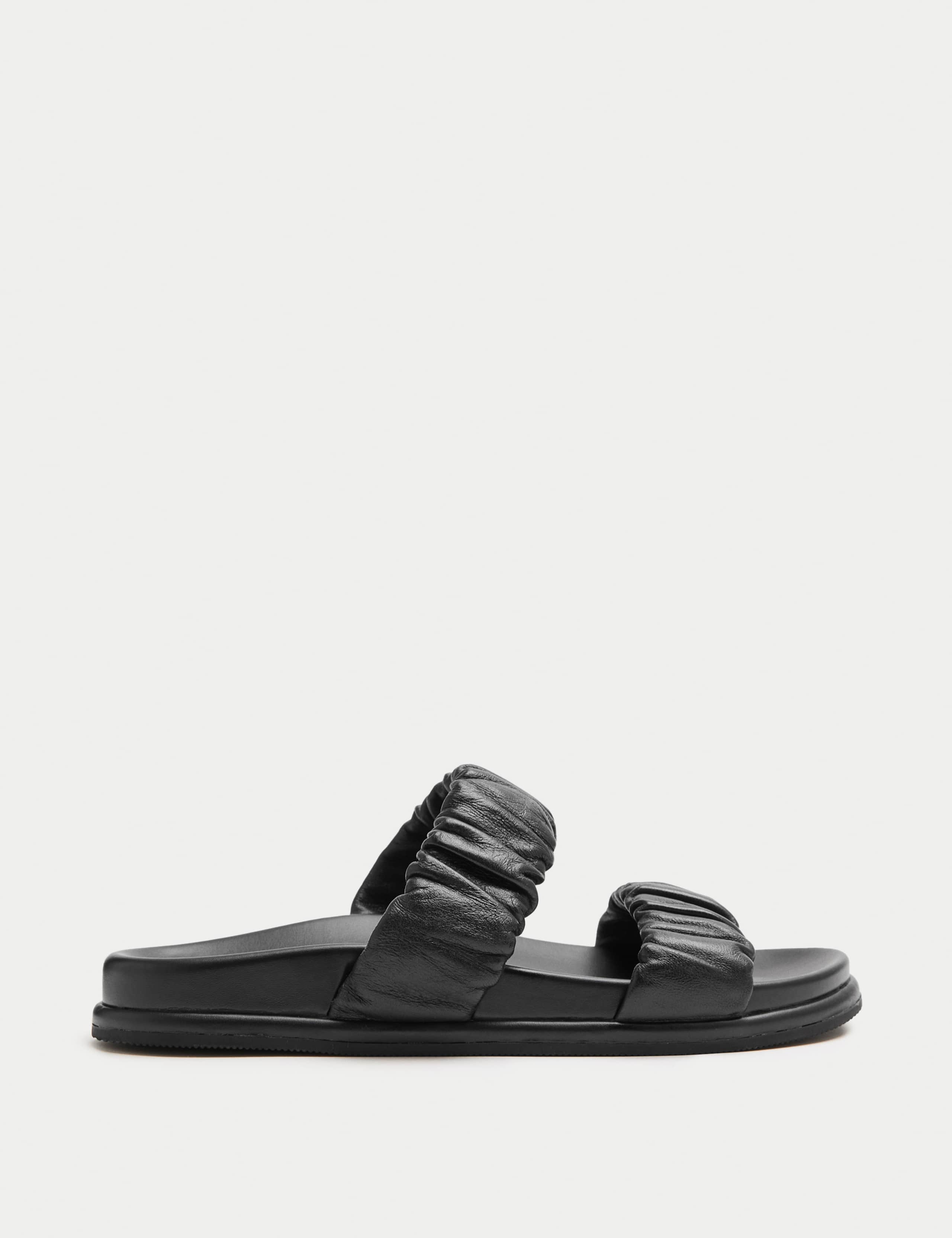Ruched Leather Mule Footbed Sandals 2 of 3