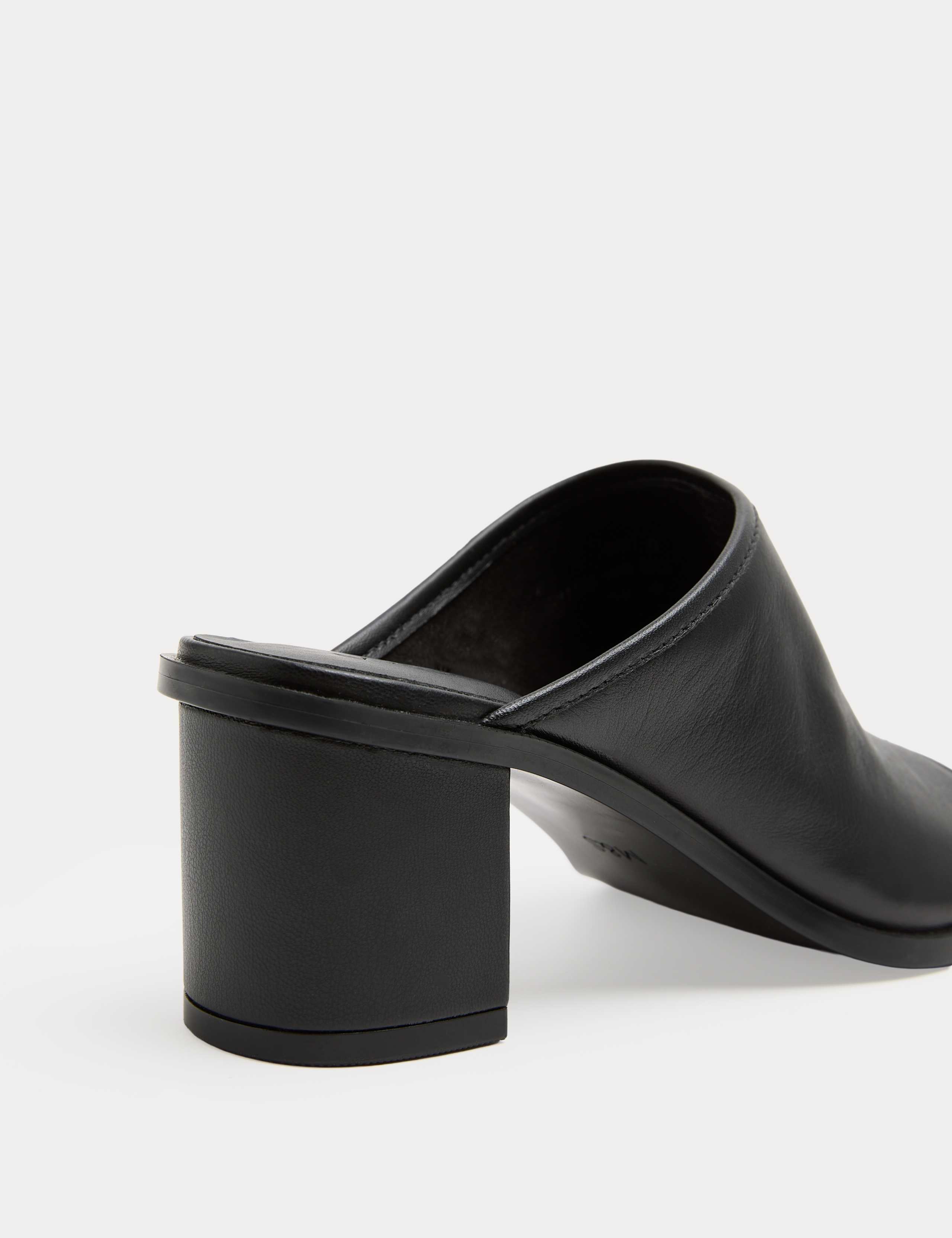 Leather Block Heel Peep Toe Mules 1 of 3