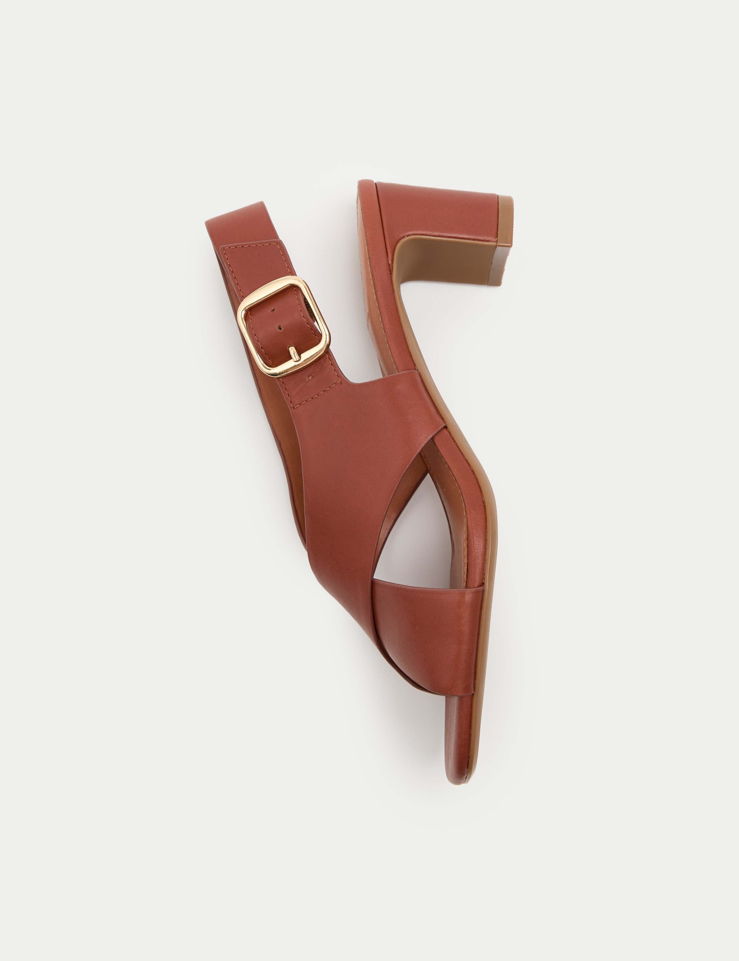 Leather Crossover Block Heel Sandals 3 of 3