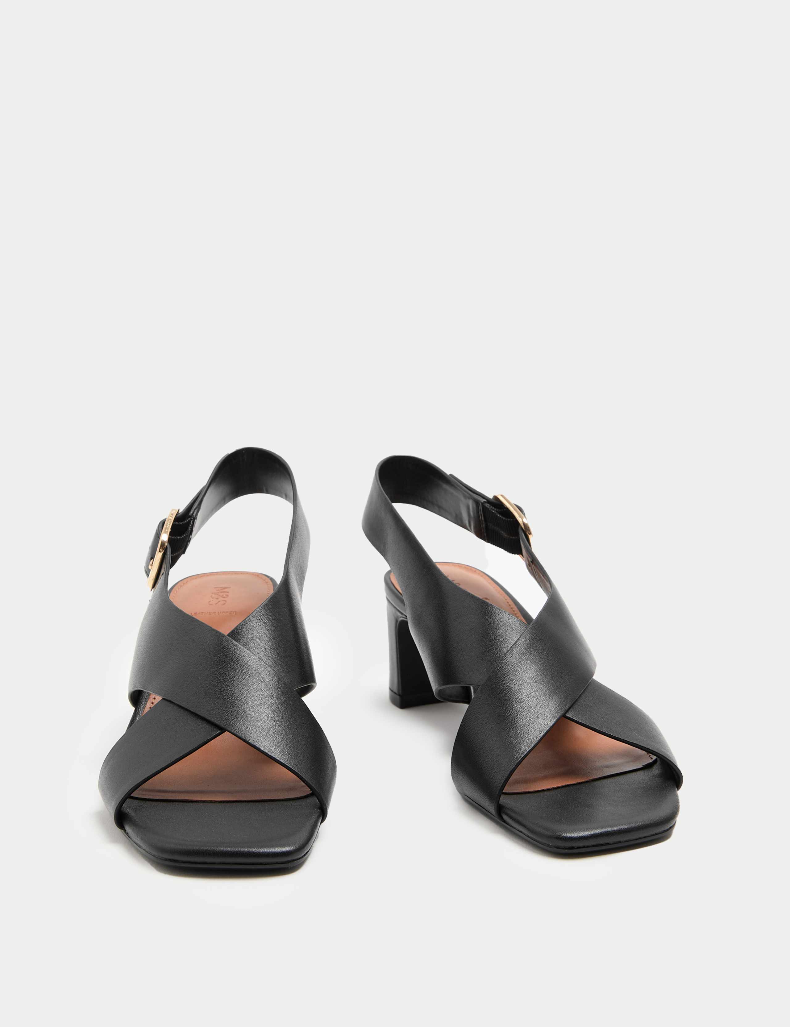 Leather Crossover Block Heel Sandals 2 of 3
