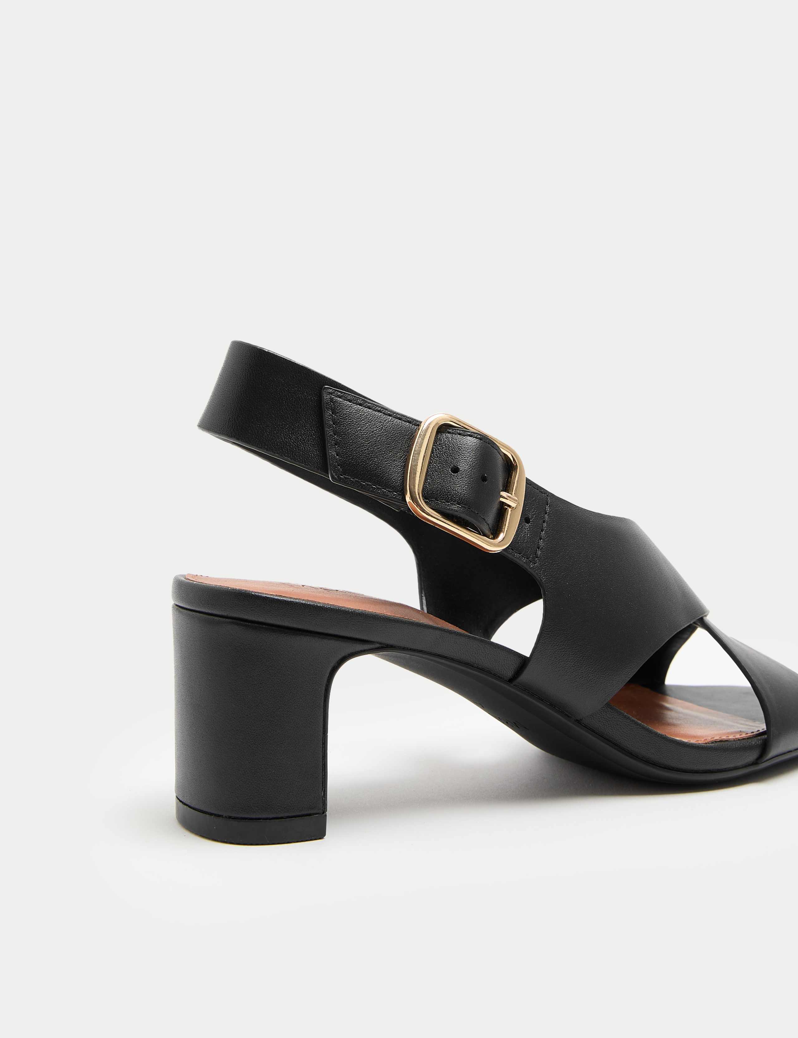 Leather Crossover Block Heel Sandals 3 of 3