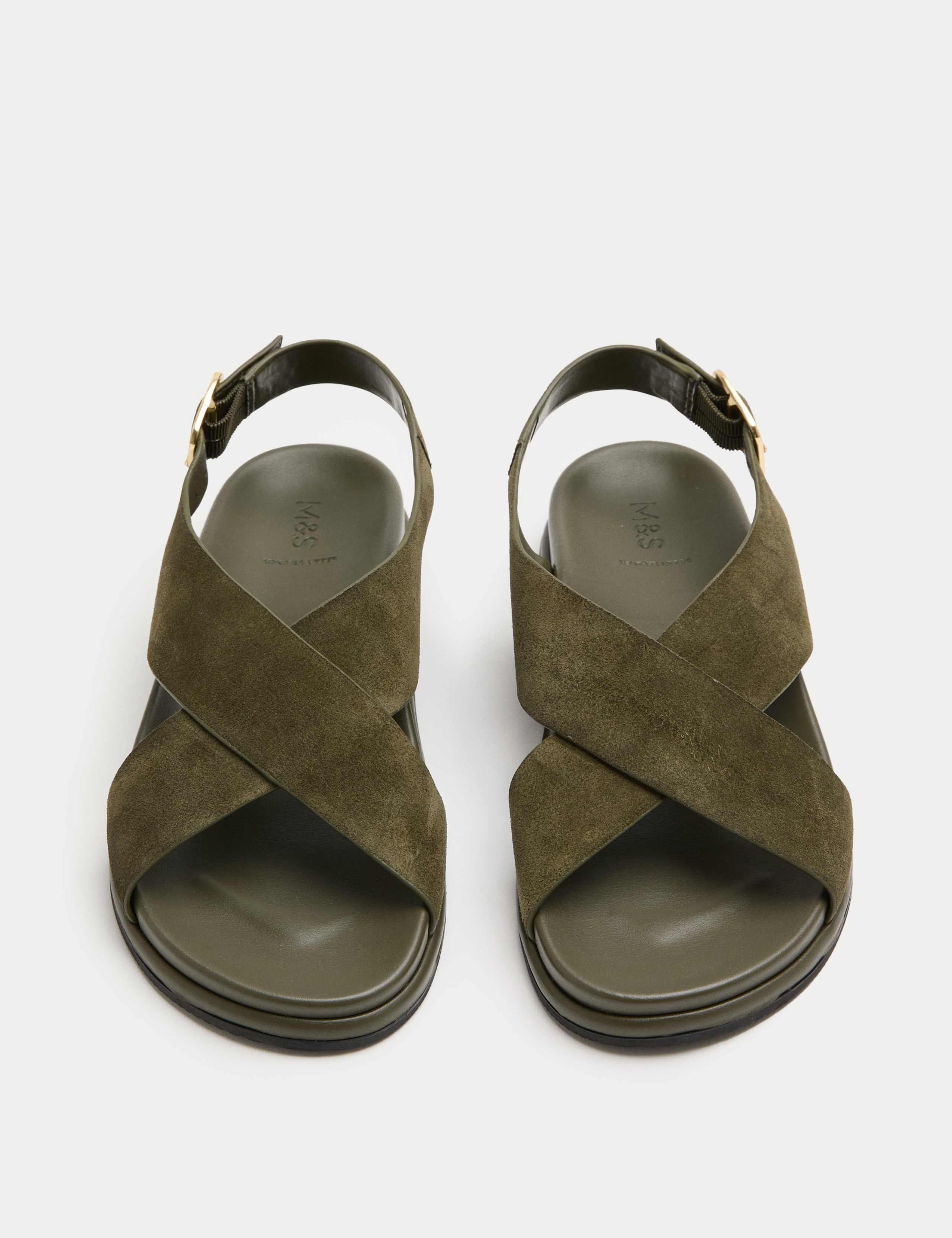 Suede Crossover Footbed Sandals 1 of 3