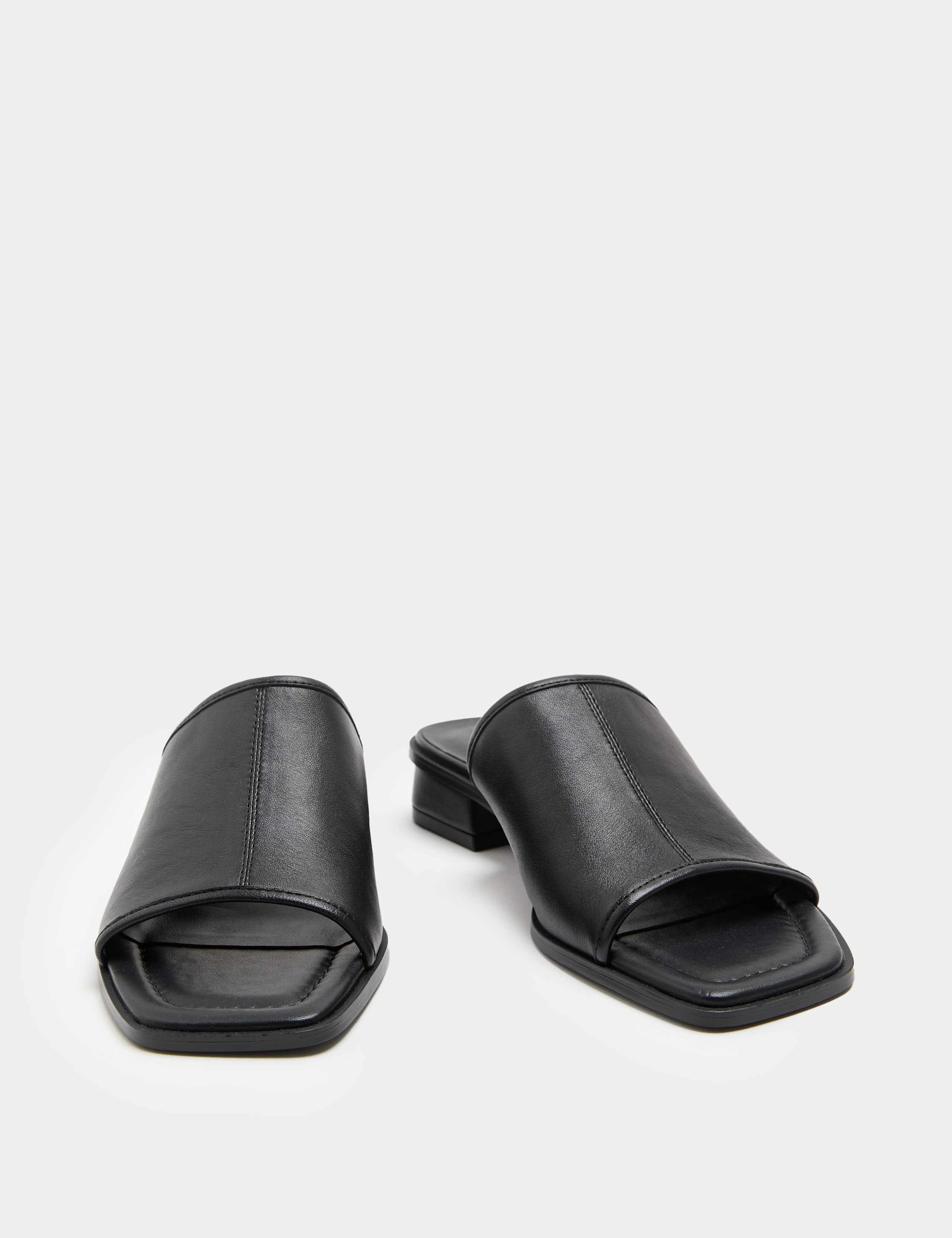 Leather Block Heel Peep Toe Mules 3 of 3