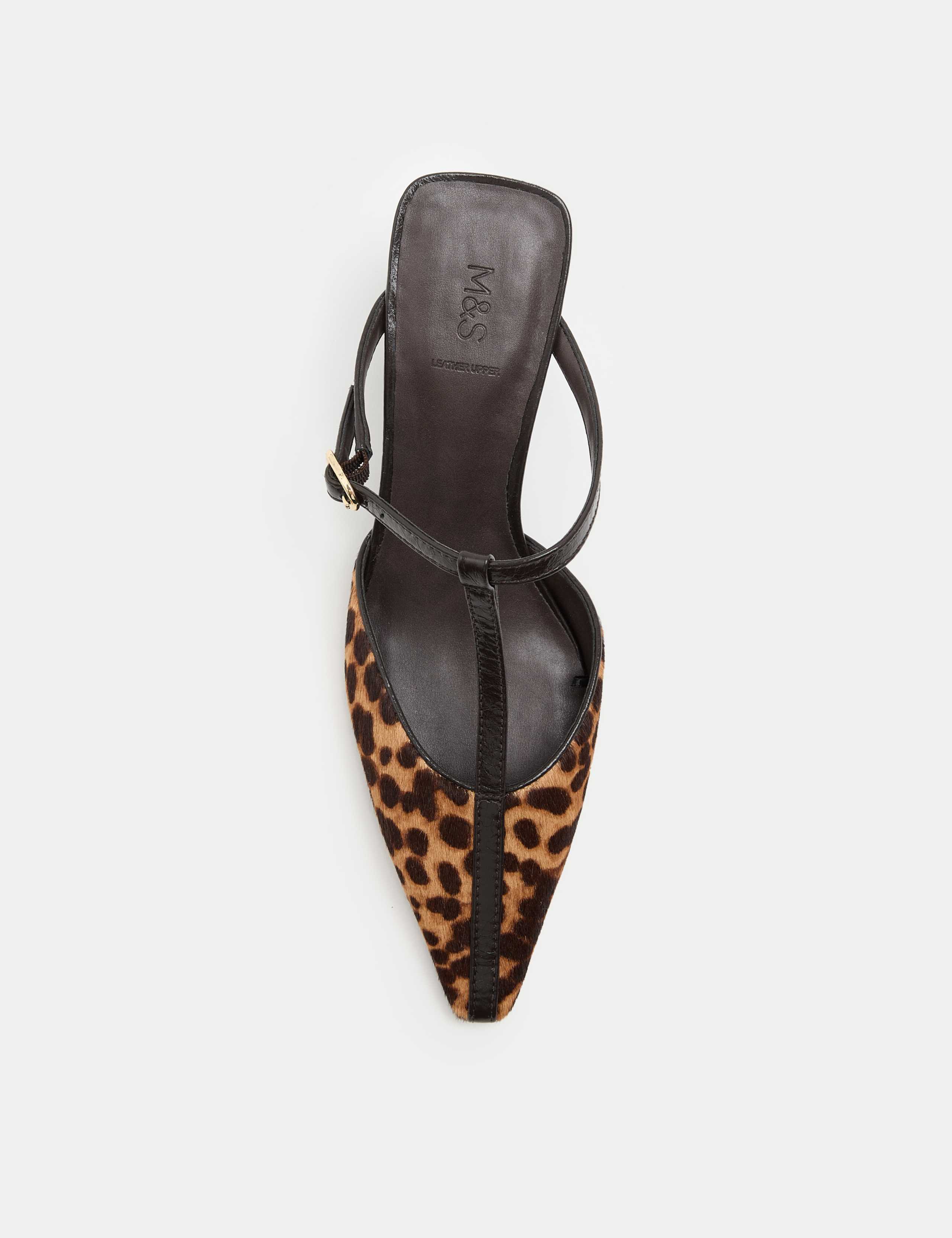 Hair On Leopard Print T-Bar Kitten Heel Mules 2 of 3