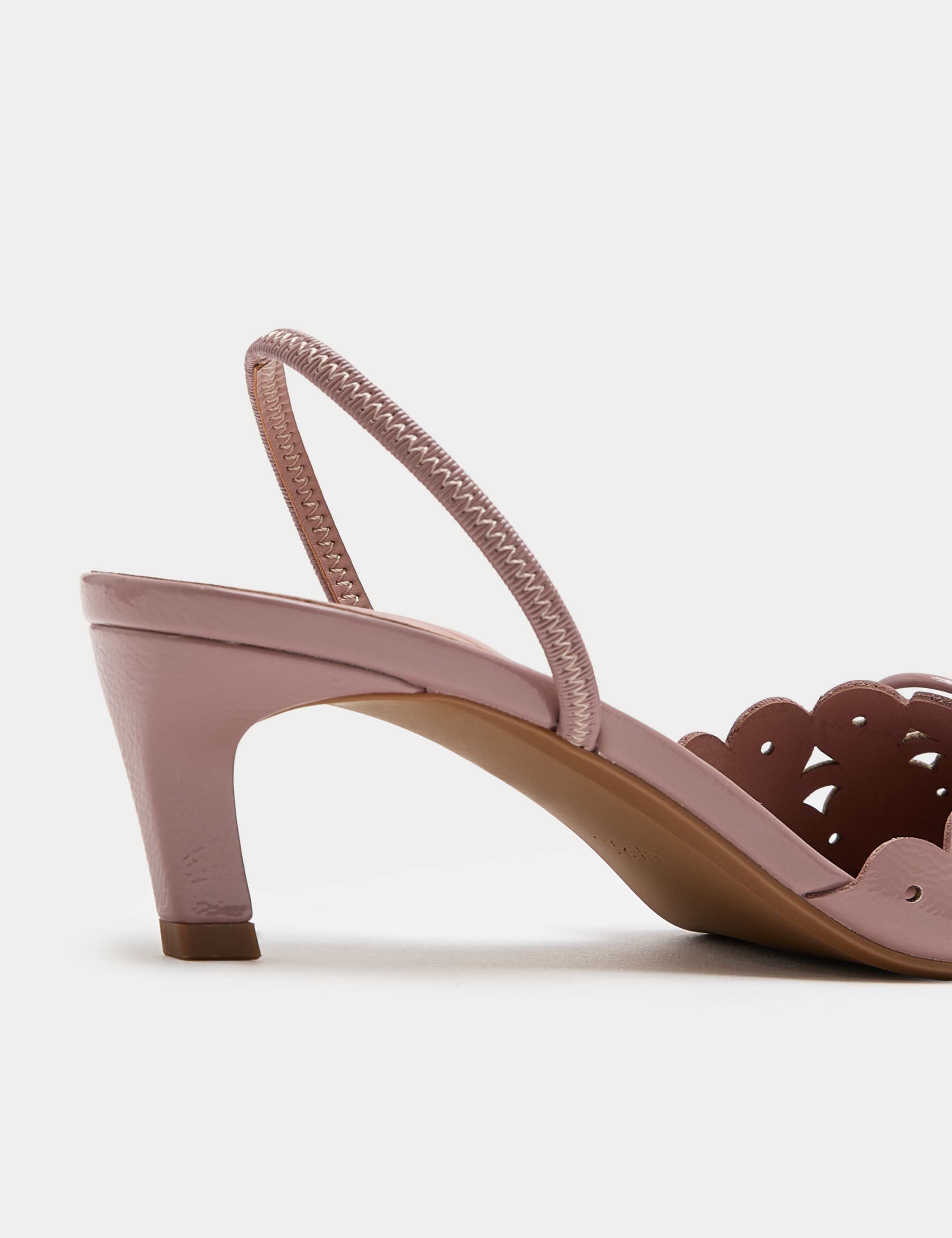 Patent Bow Cut Out Kitten Heel Pointed Slingback Shoes 3 of 3