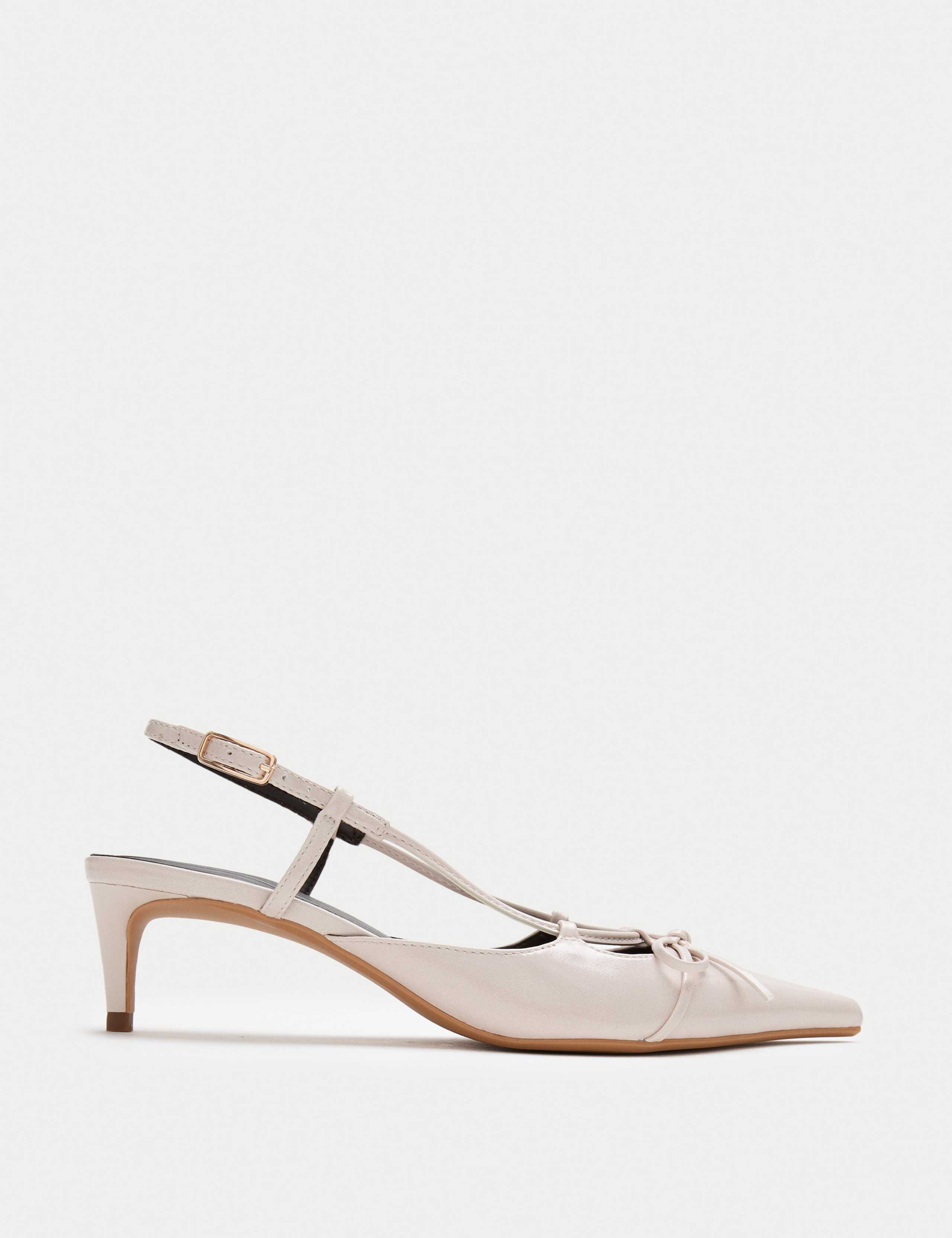 Bow Kitten Heel Pointed Slingback Shoes 2 of 3