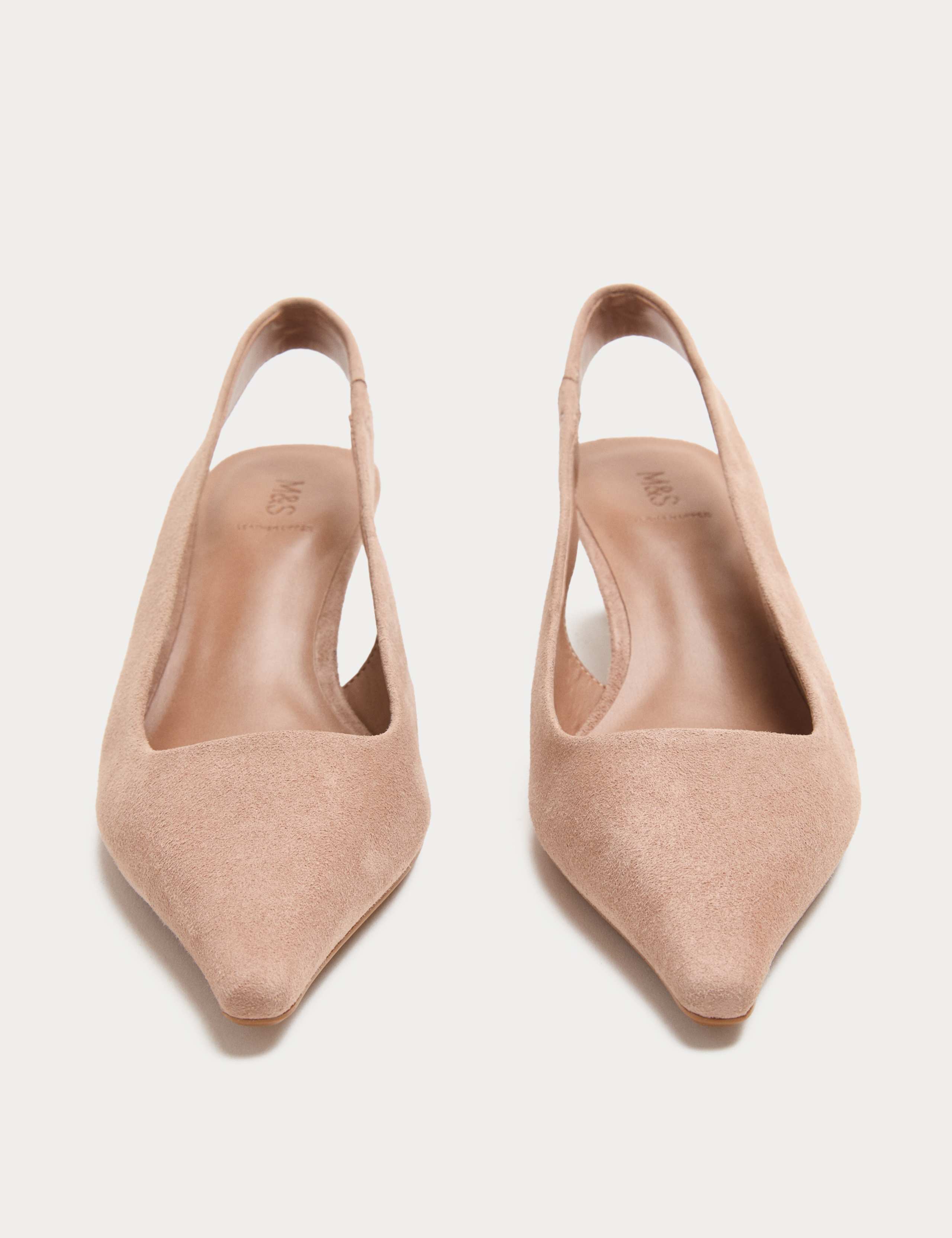 Suede Kitten Heel Pointed Slingback Shoes 1 of 3