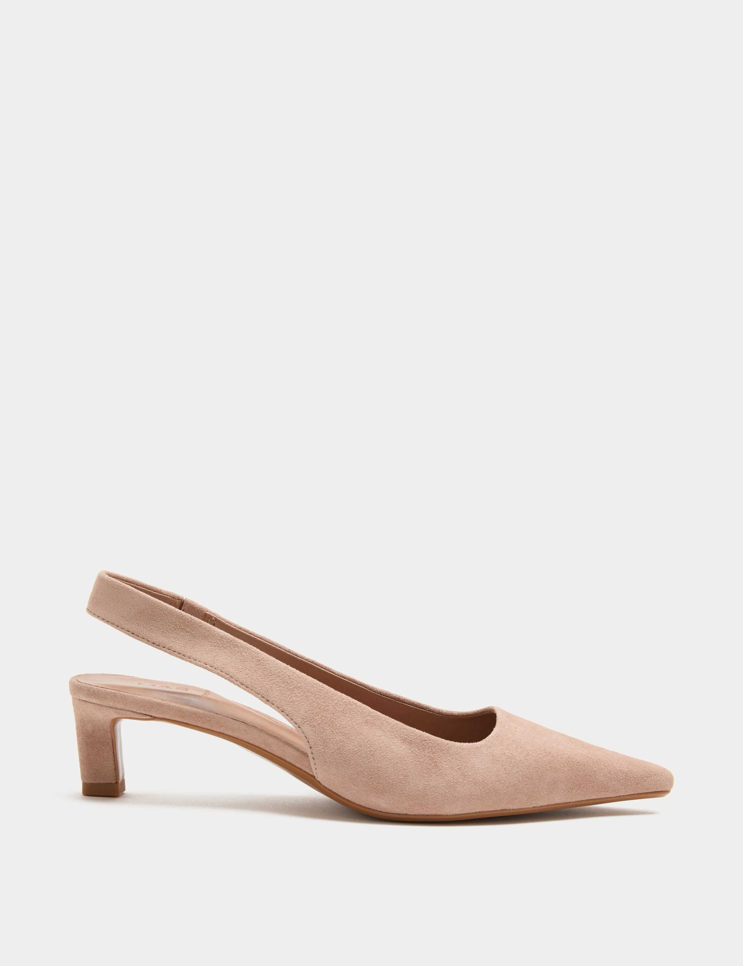 Suede Kitten Heel Pointed Slingback Shoes 2 of 3