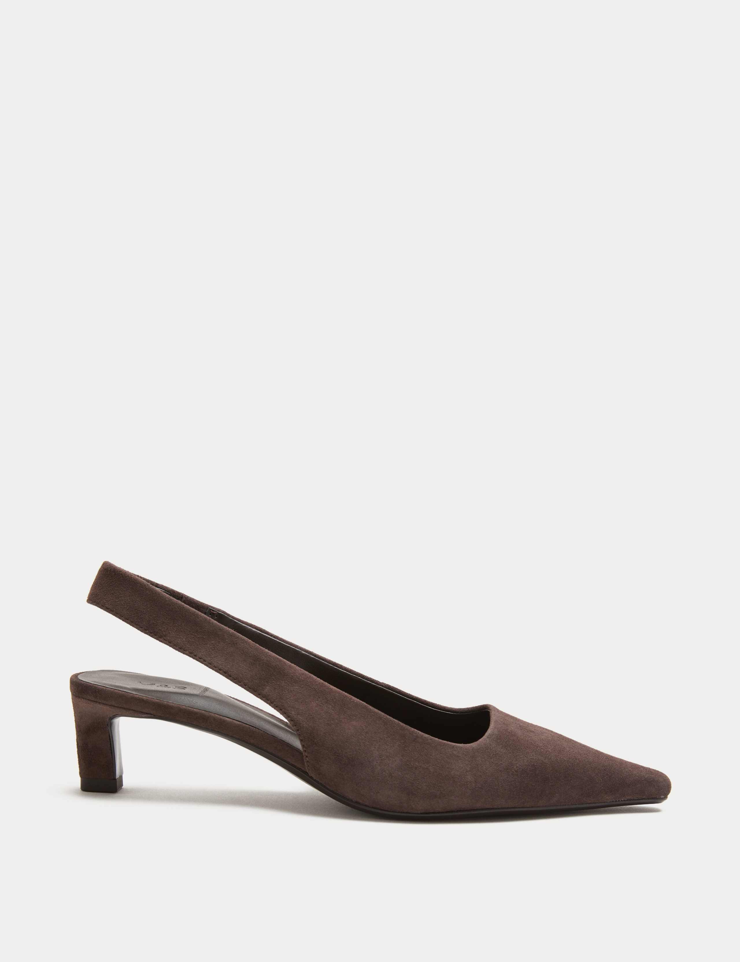 Suede Kitten Heel Pointed Slingback Shoes 2 of 3