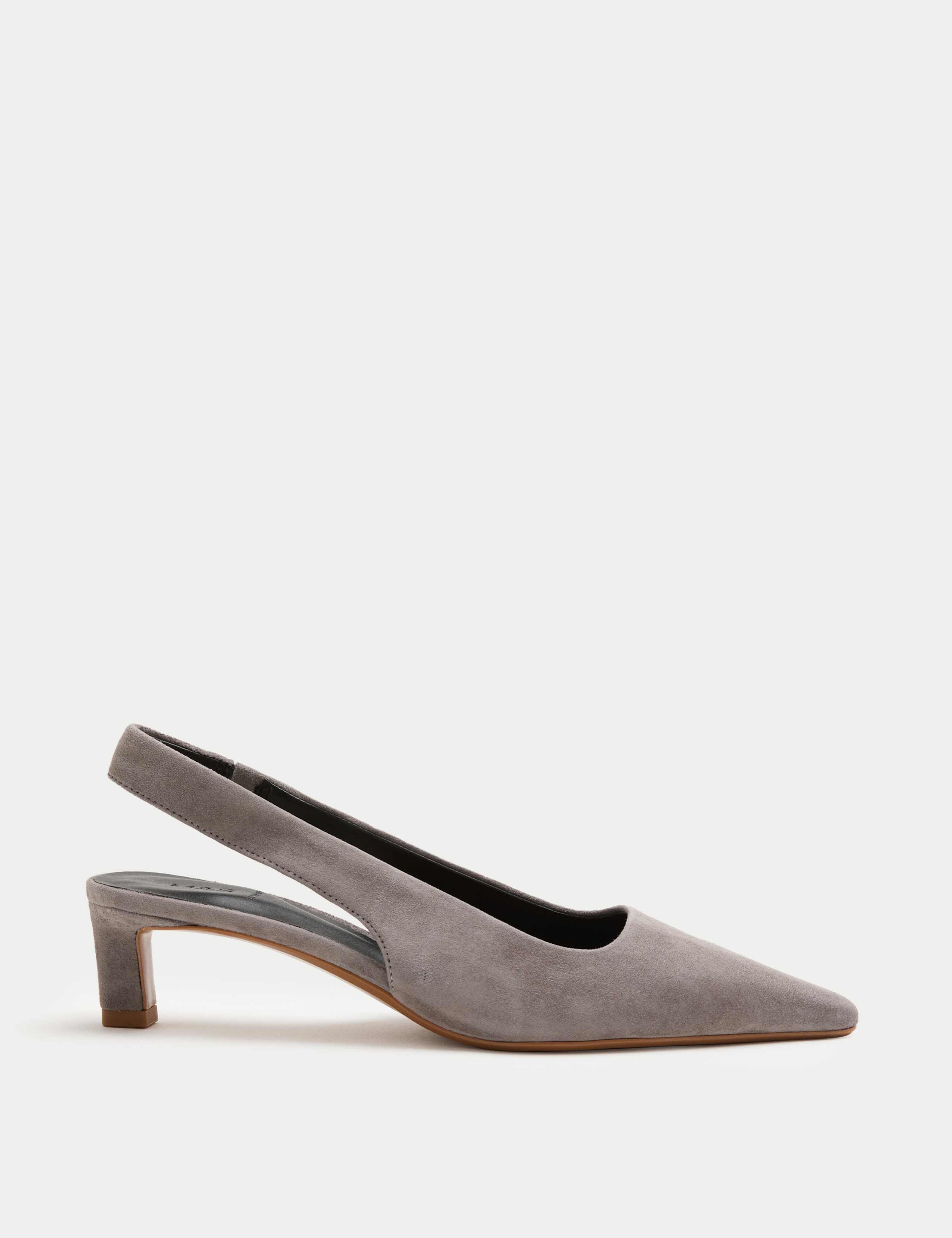 Suede Kitten Heel Pointed Slingback Shoes 2 of 3
