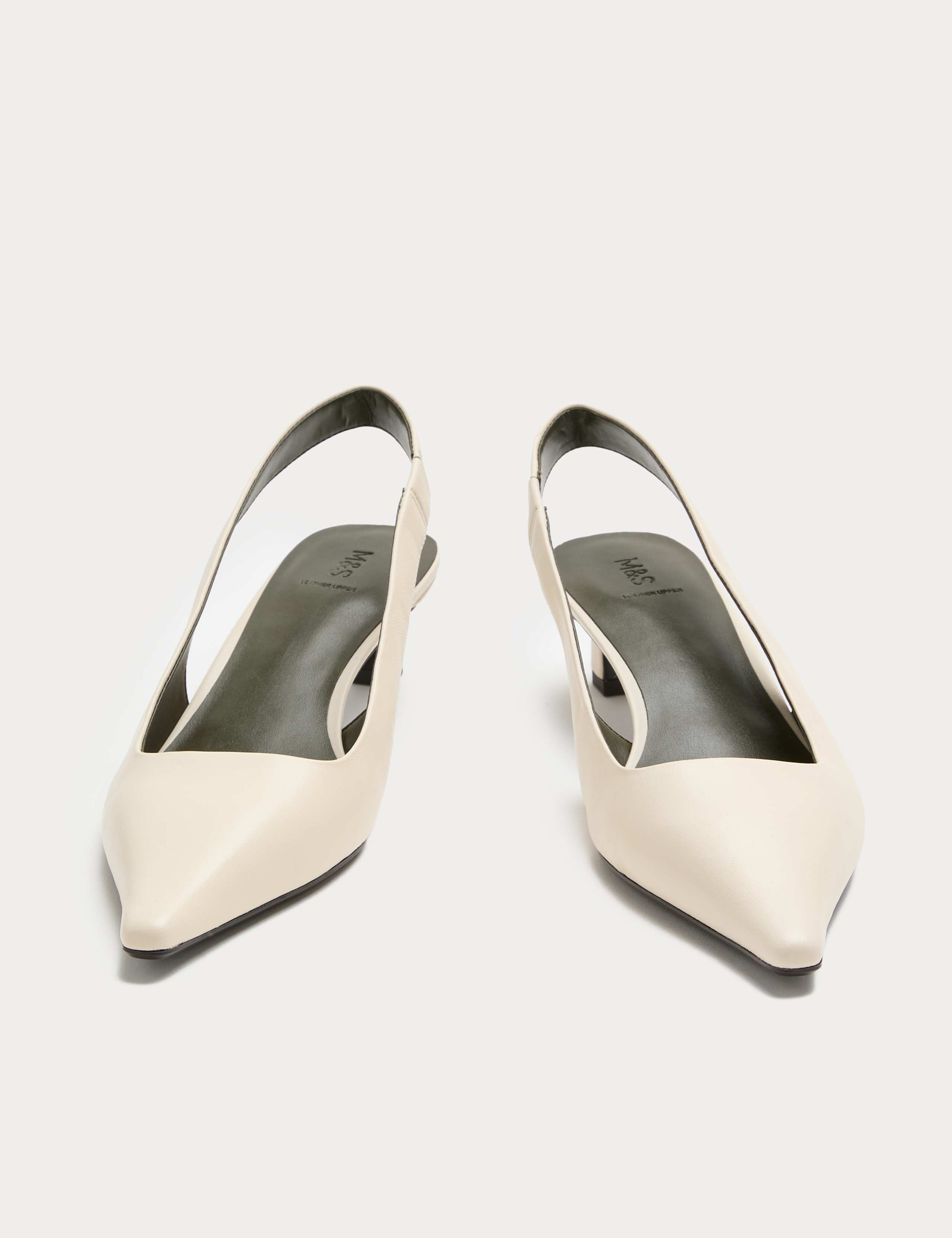 Leather Kitten Heel Slingback Shoes 1 of 3