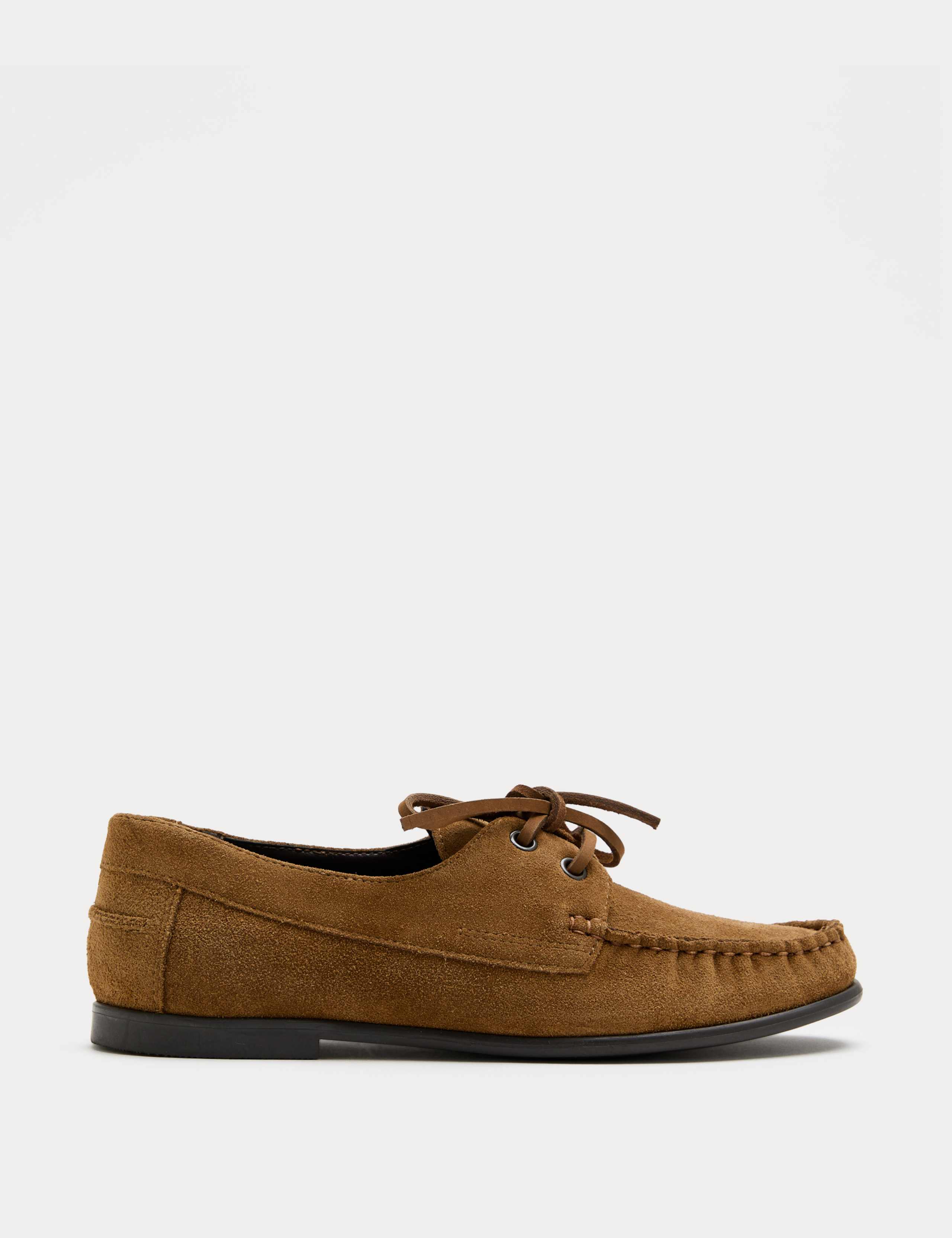 Wide Fit Suede Lace Up Flat Boat Shoes 2 of 3