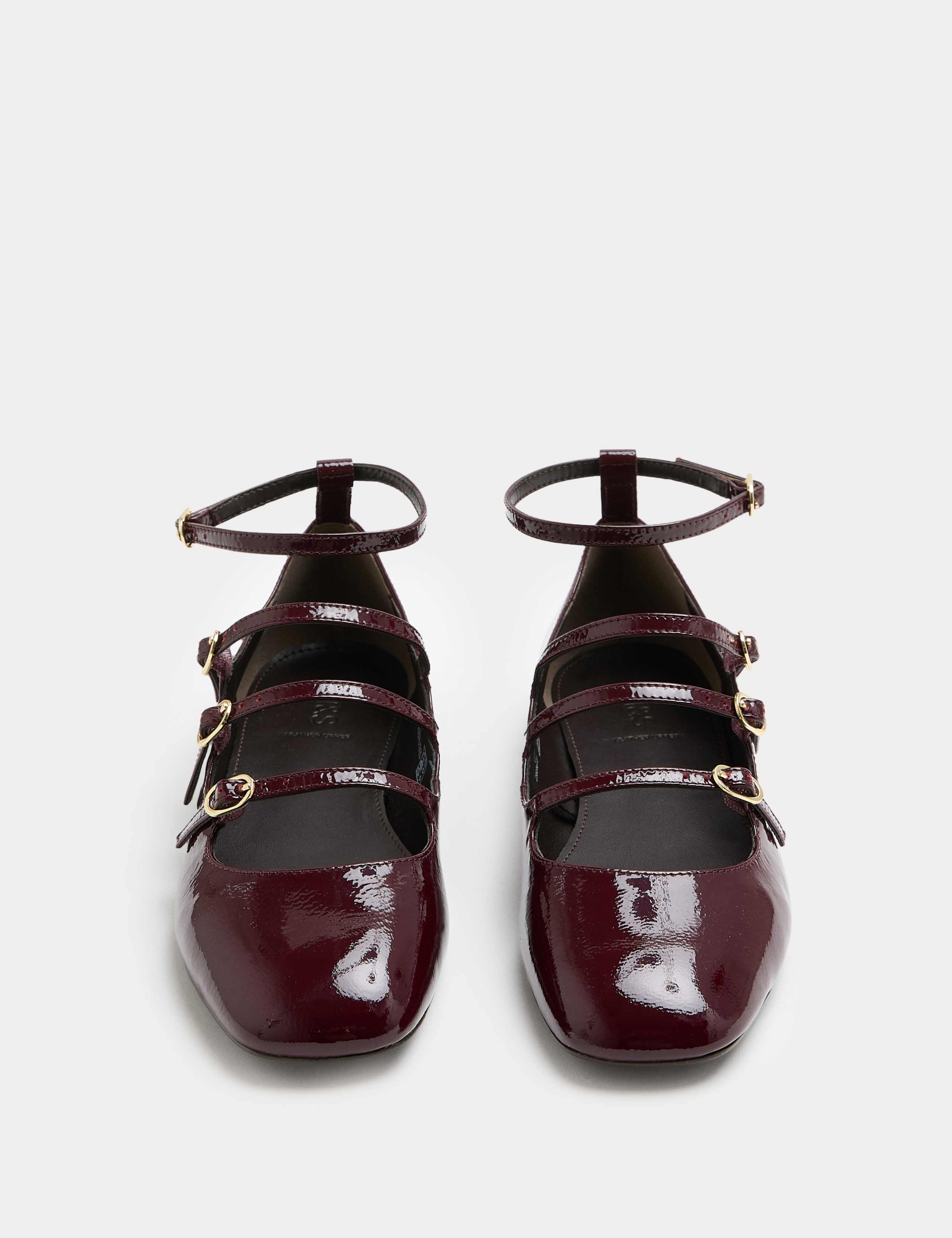 Leather Patent Ankle Strap Mary Jane Ballet Pump 1 of 3