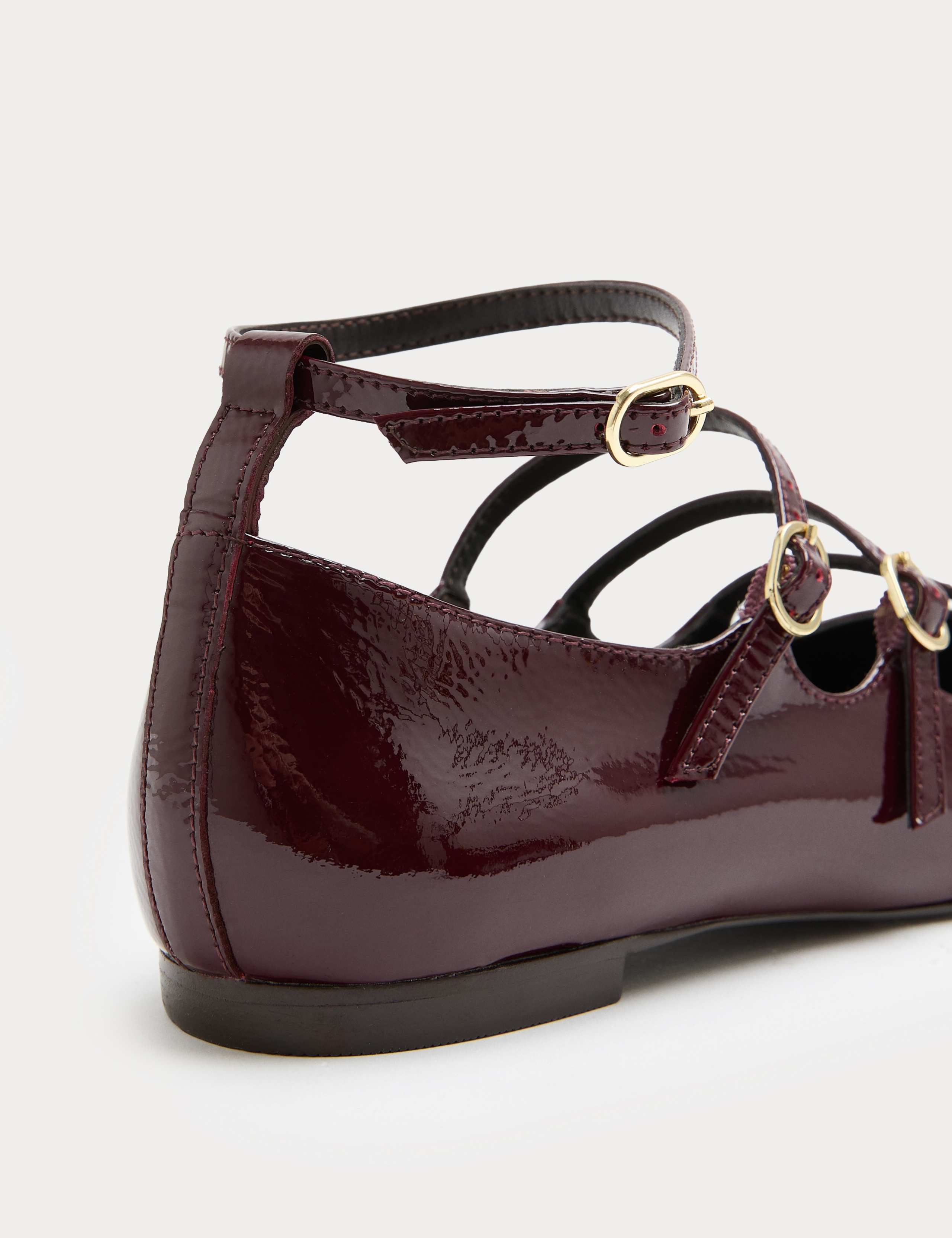 Leather Patent Ankle Strap Mary Jane Ballet Pump 3 of 3