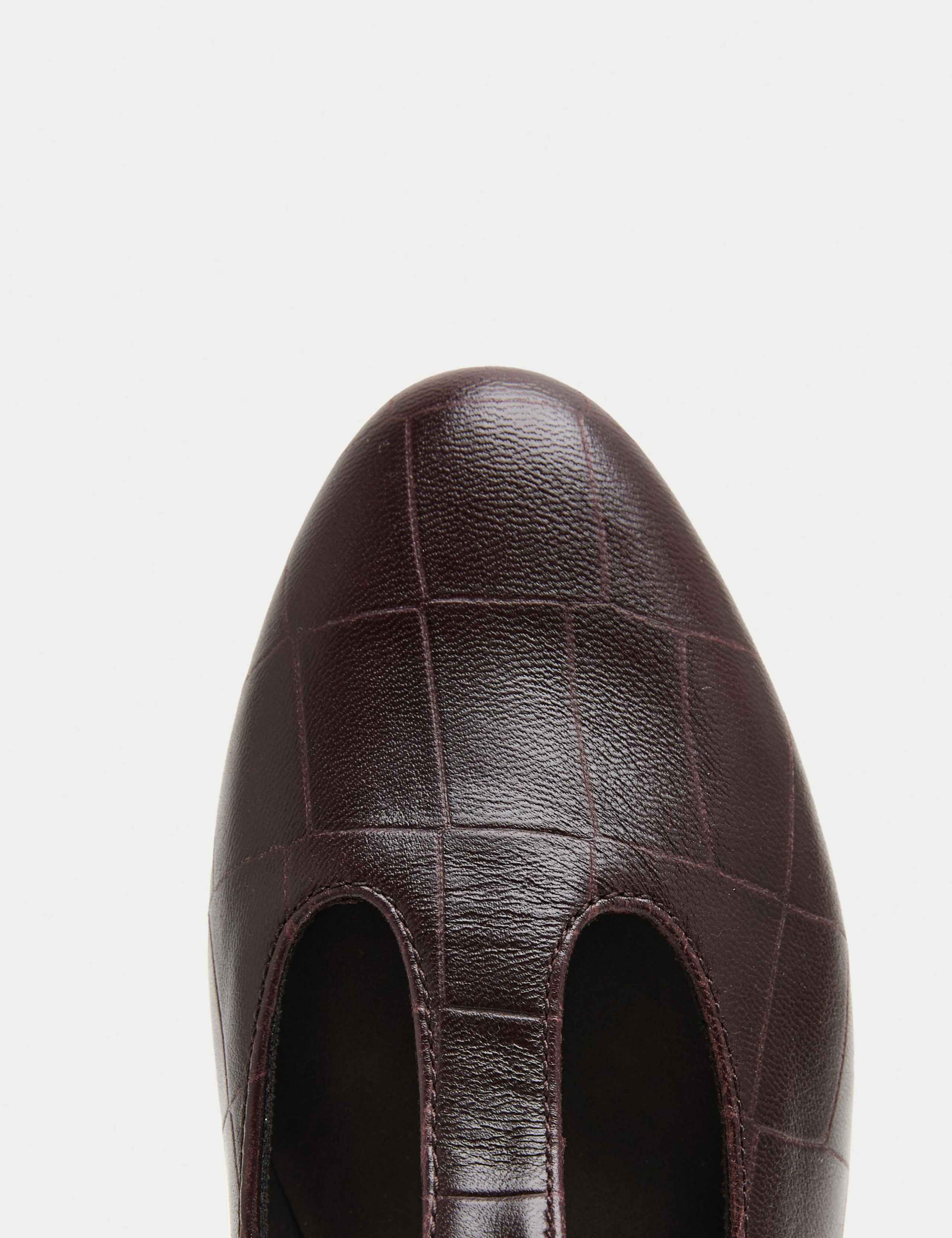 Leather Croc T-Bar Flat Ballet Pumps 3 of 3