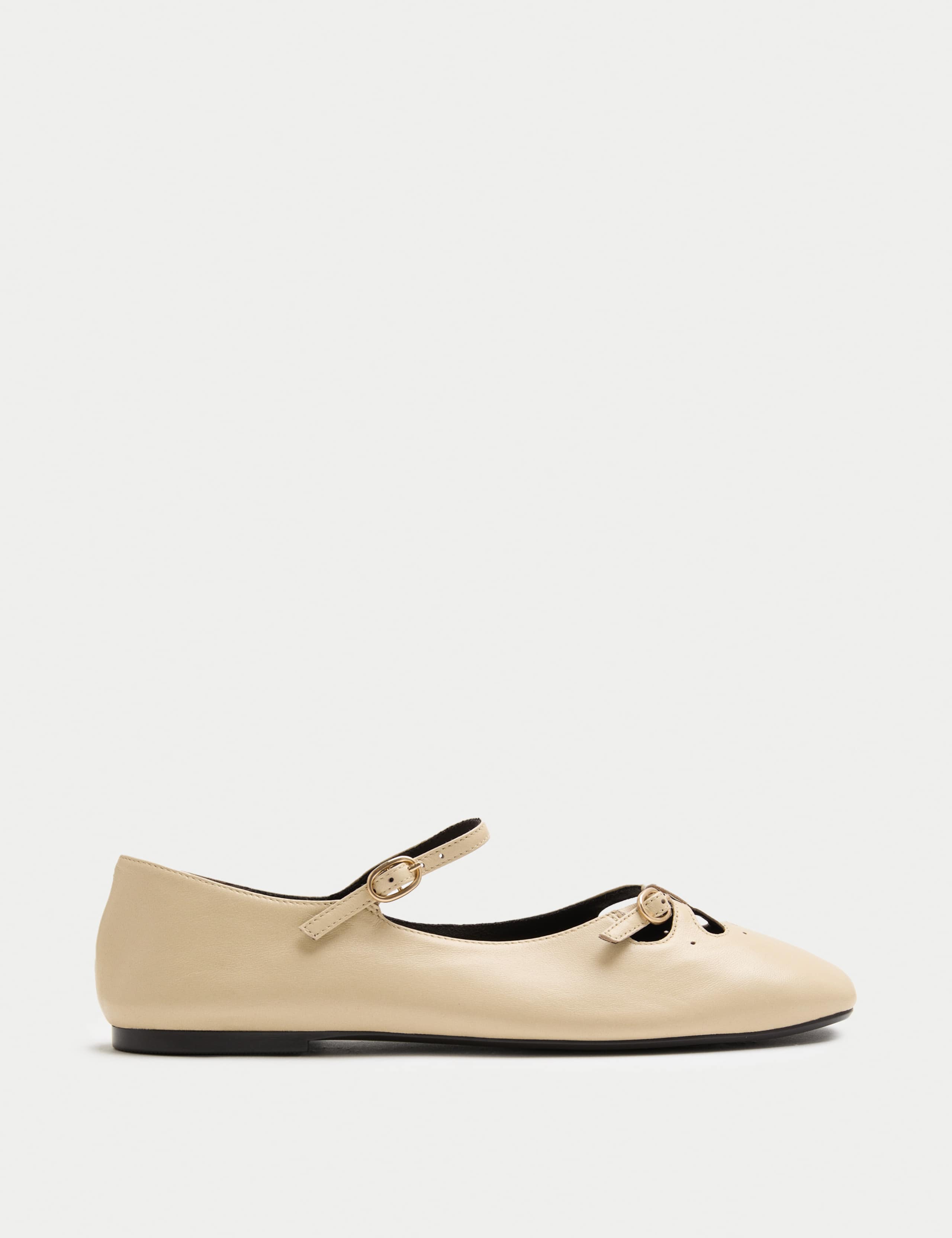 Leather Cut Out Mary Jane Ballet Pumps 2 of 3