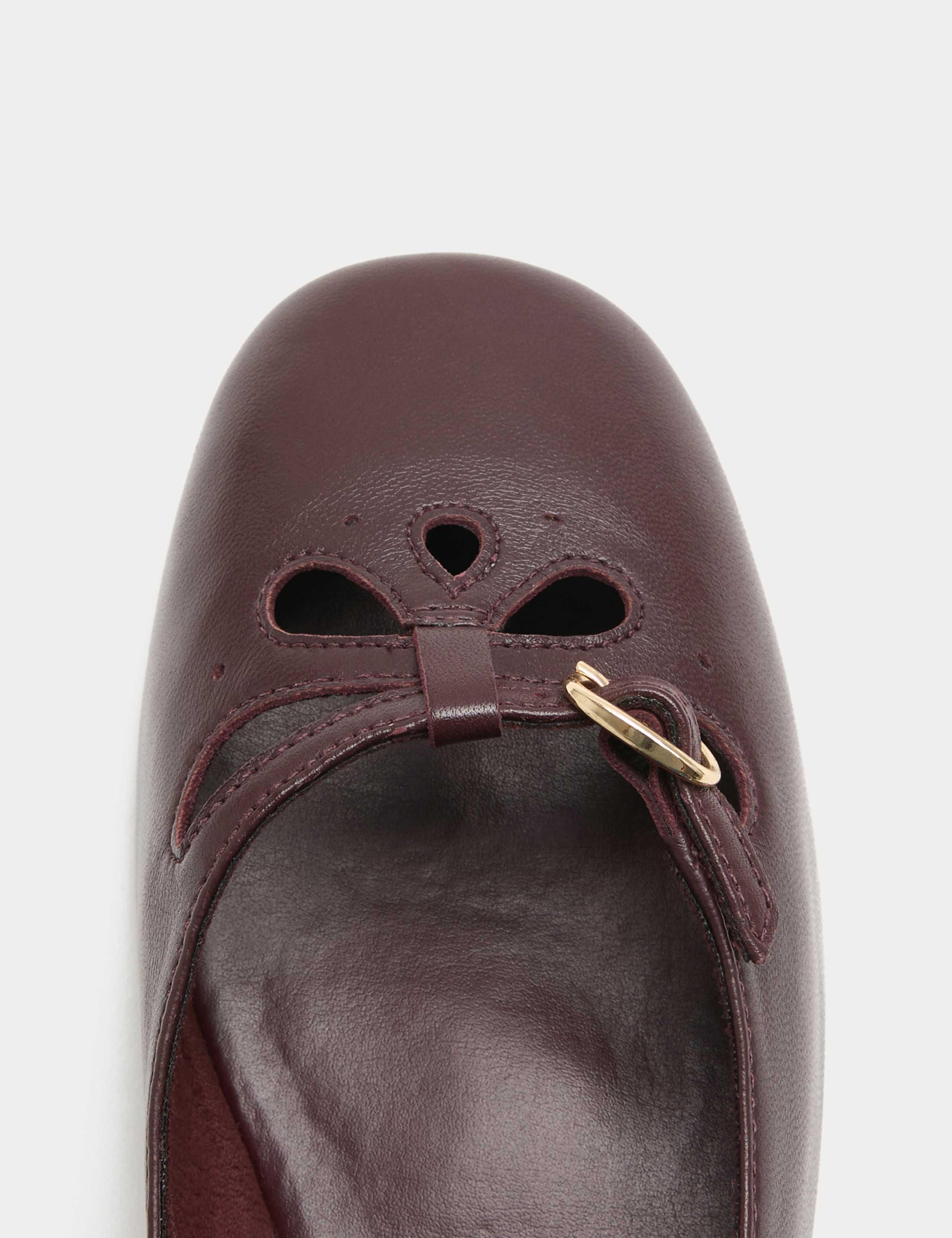 Leather Cut Out Mary Jane Ballet Pumps 3 of 3