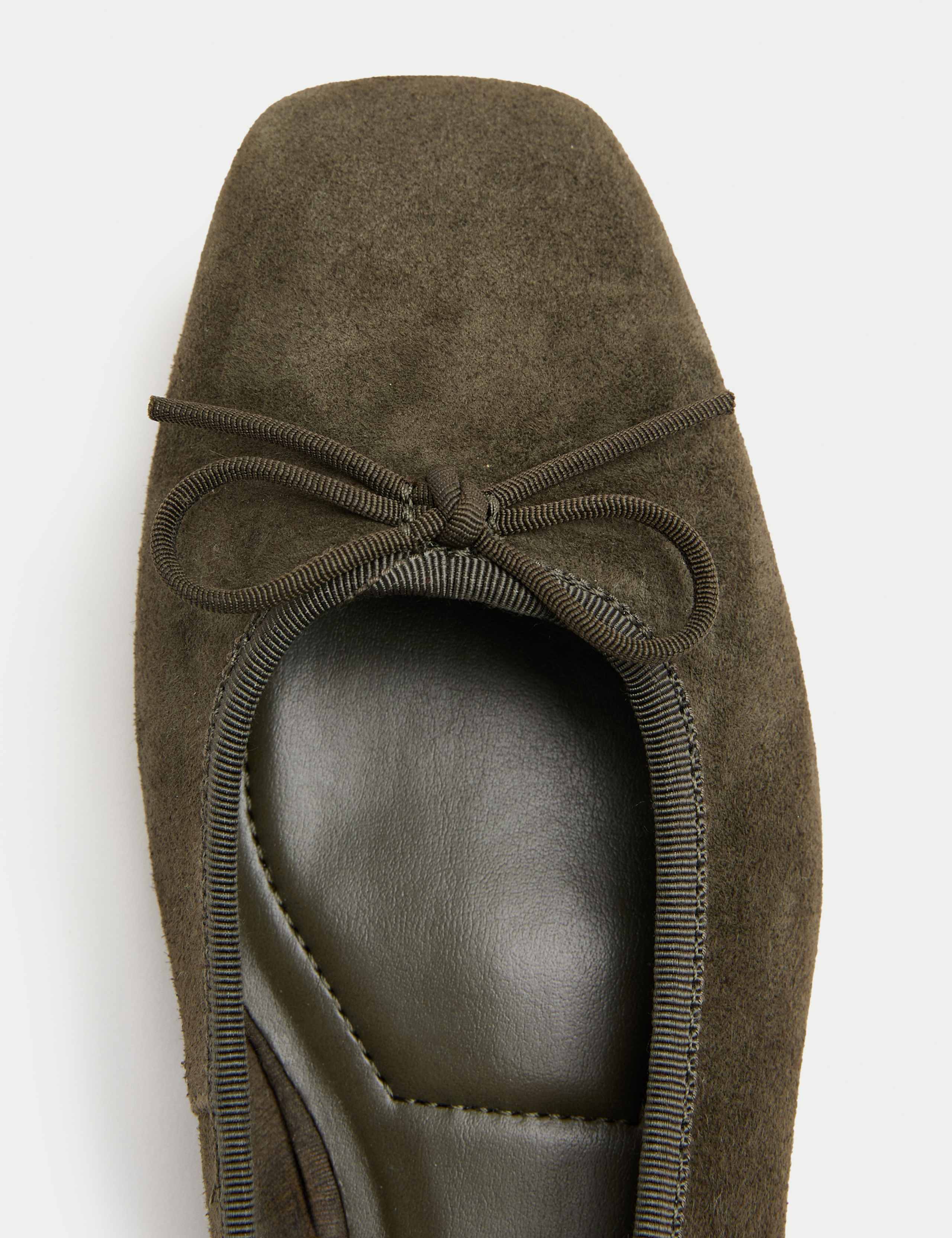 Suede Flat Square Toe Ballet Pumps 2 of 2