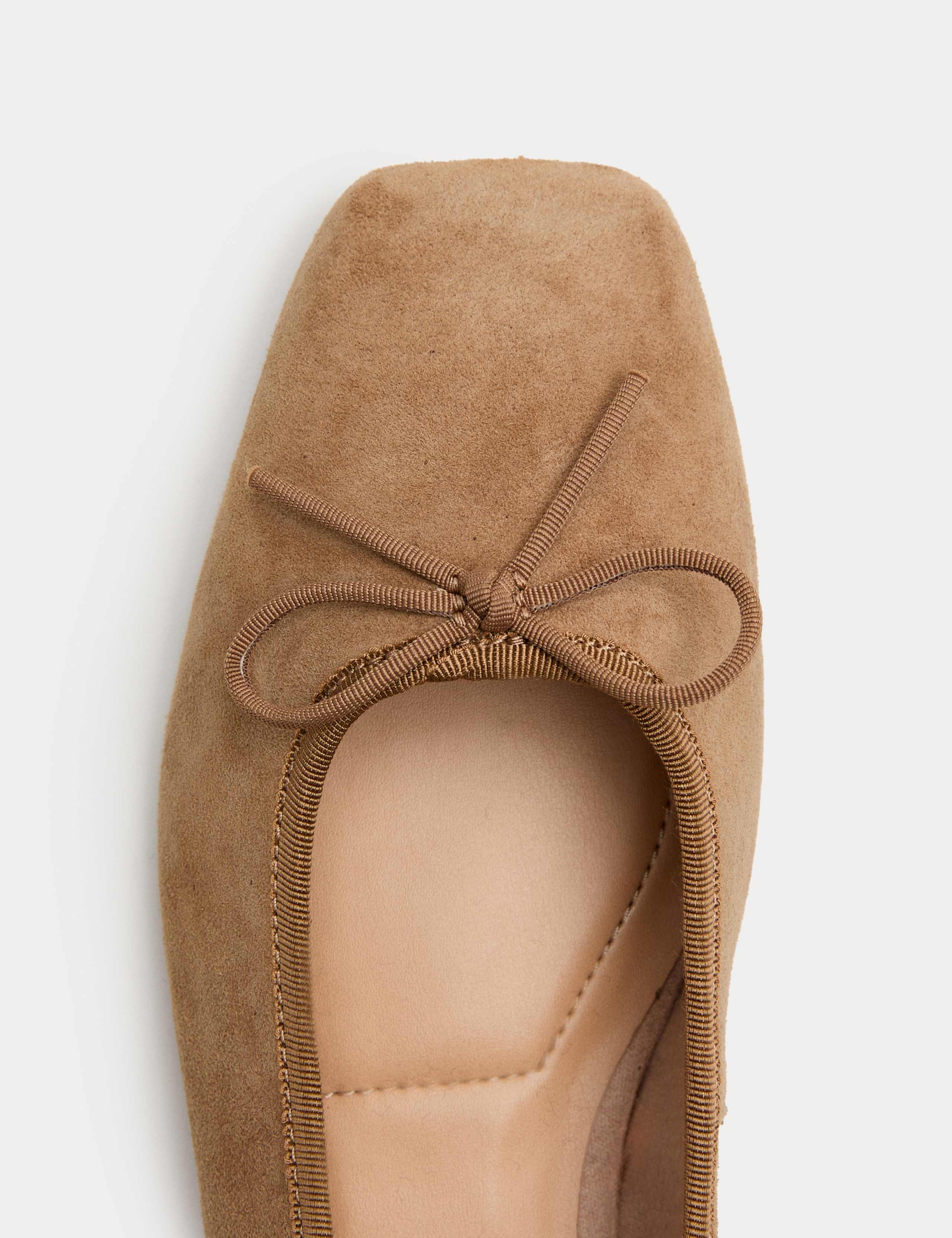 Suede Flat Square Toe Ballet Pumps 3 of 3