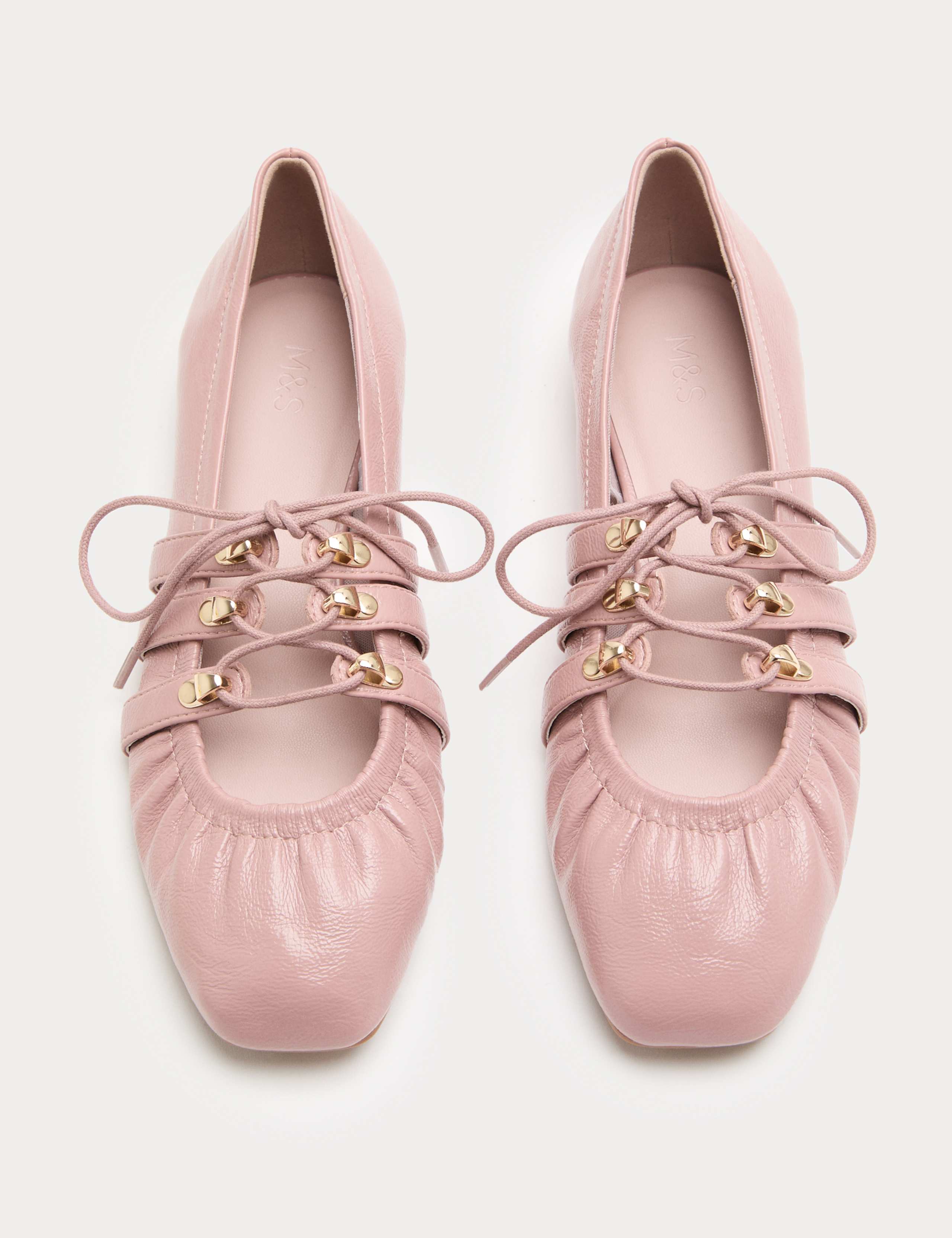 Lace Up Flat Ballet Pumps 1 of 3