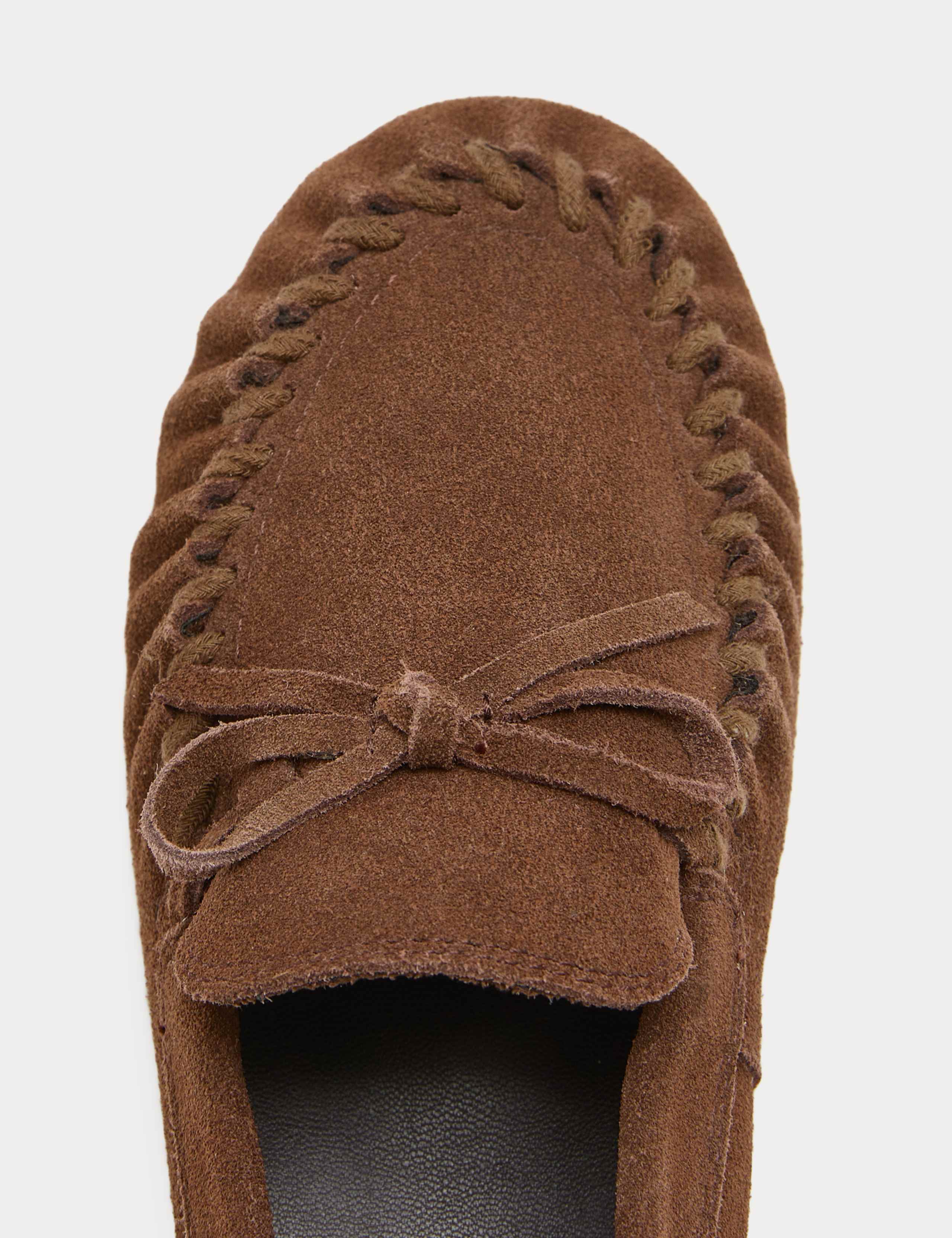 Suede Bow Flat Driver Shoes 3 of 3