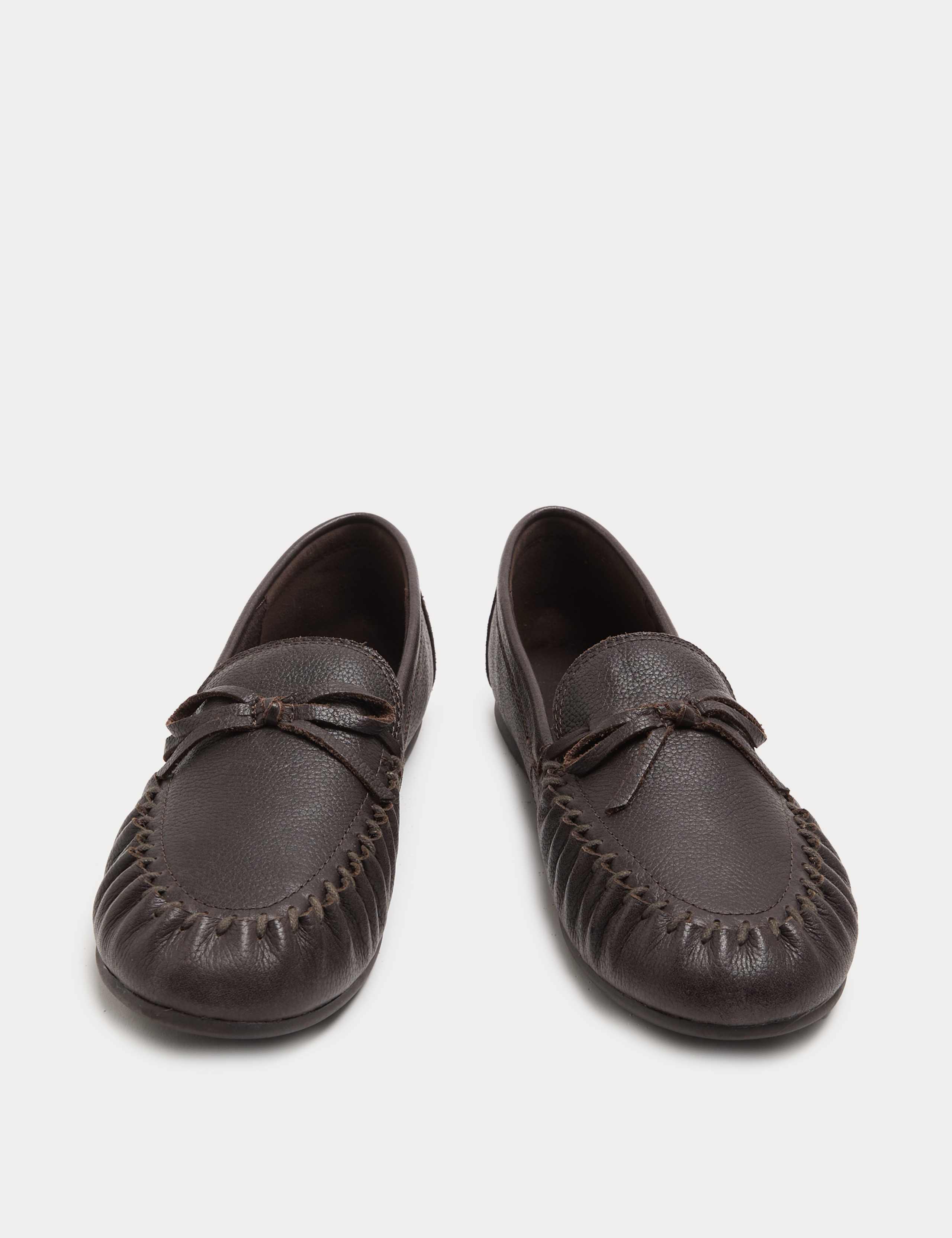 Leather Bow Driver Flat Loafers 1 of 3