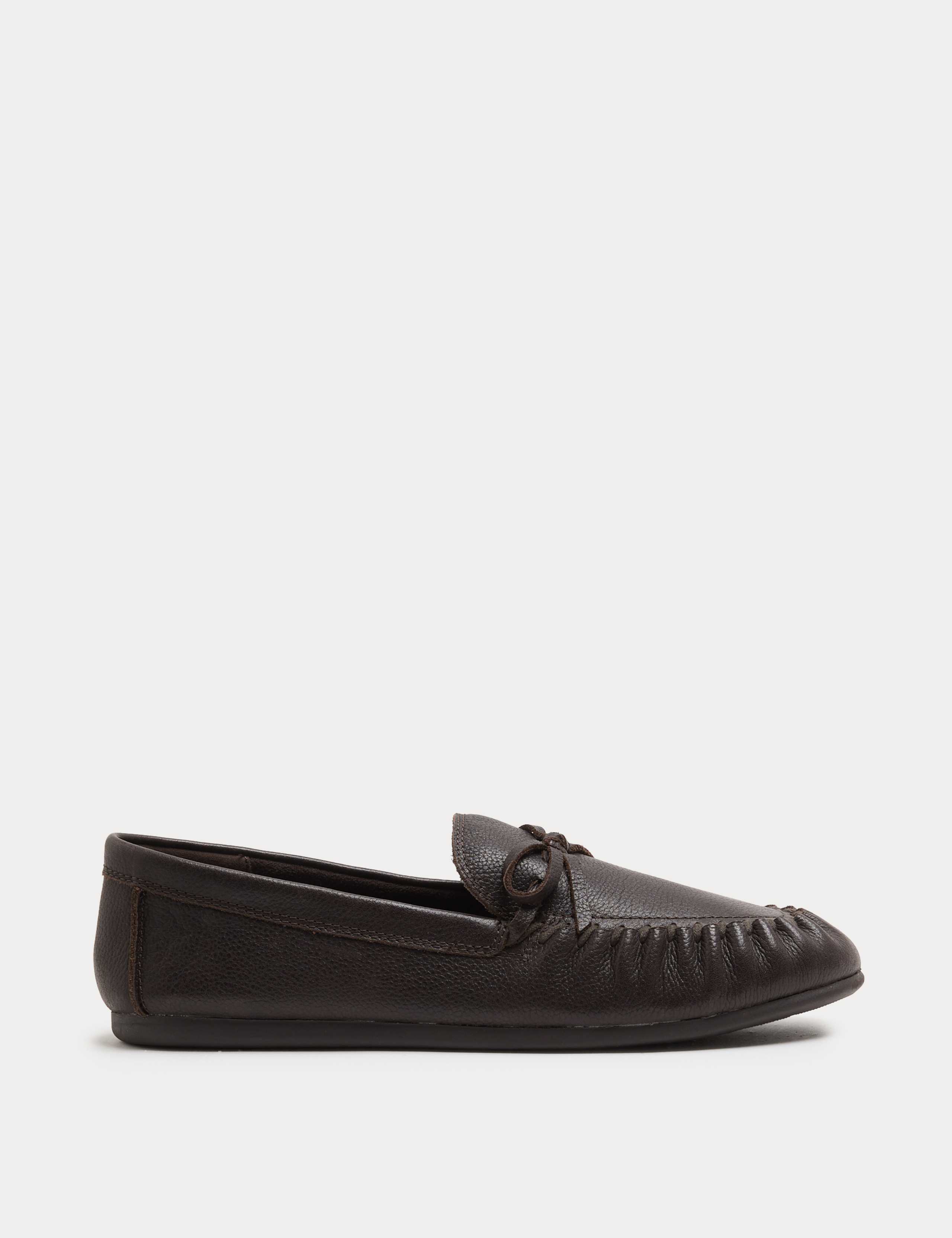 Leather Bow Driver Flat Loafers 2 of 3