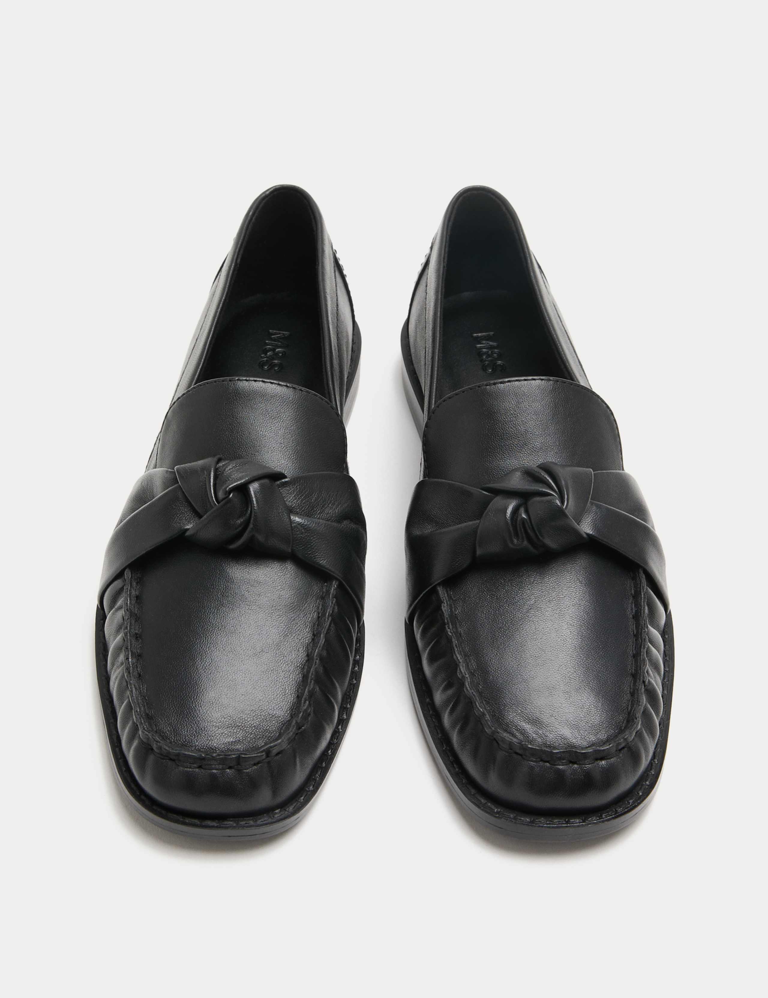 Leather Twist Bow Loafers 1 of 3