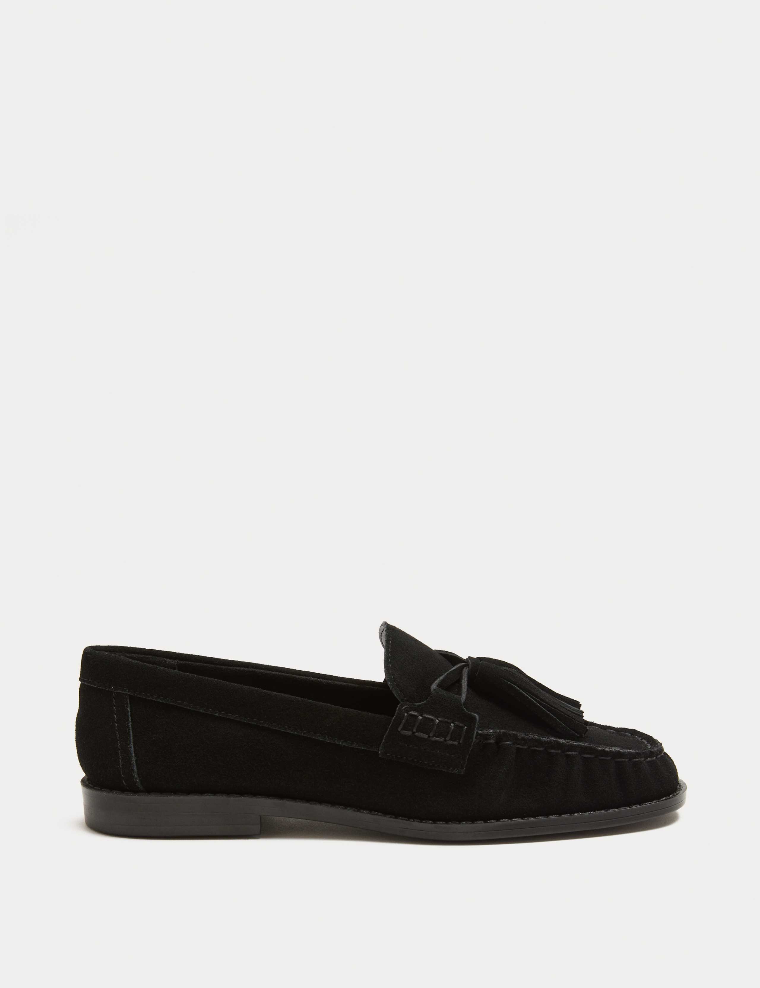 Suede Tassel Block Heel Square Toe Loafers 2 of 3