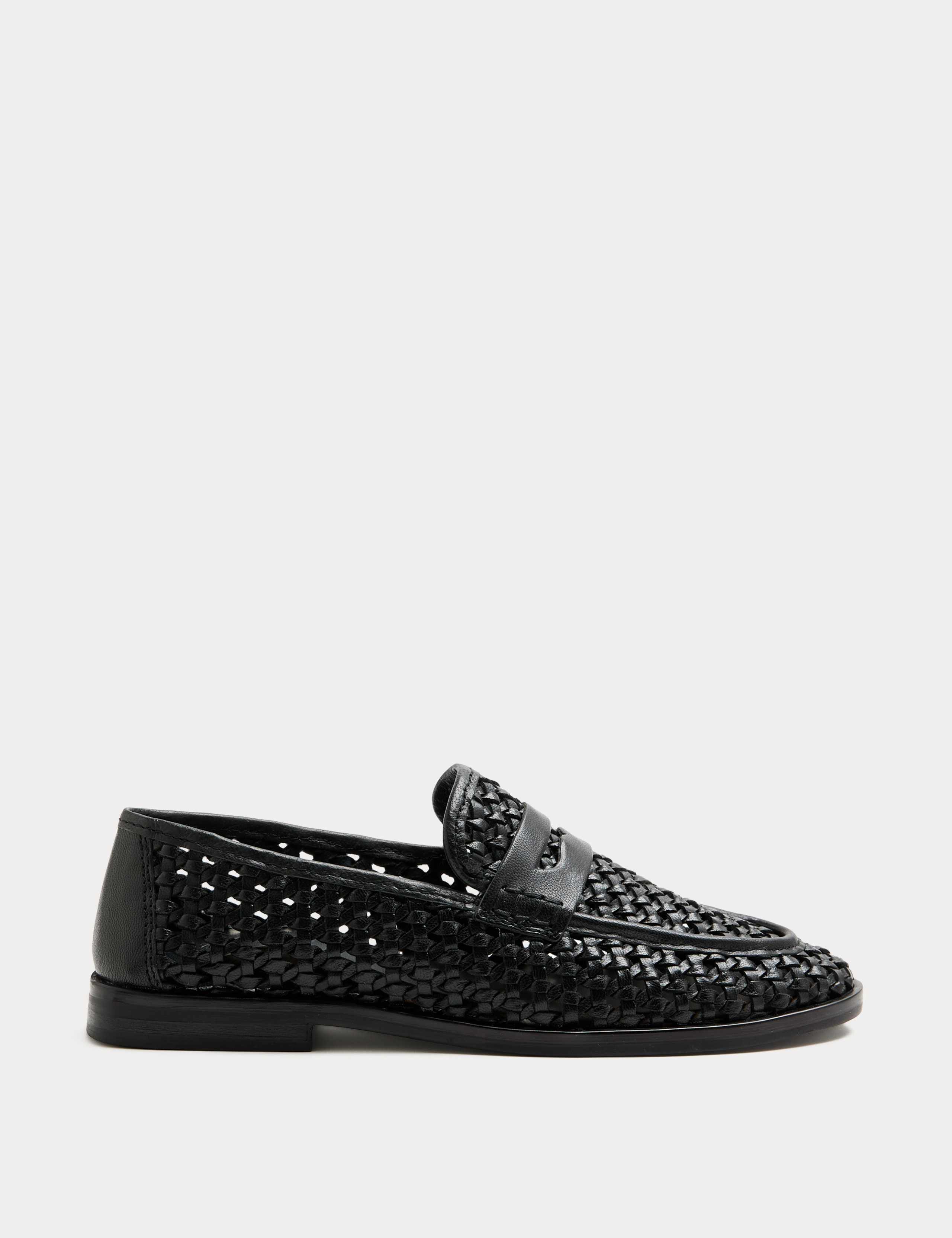 Leather Woven Flat Loafers 2 of 3