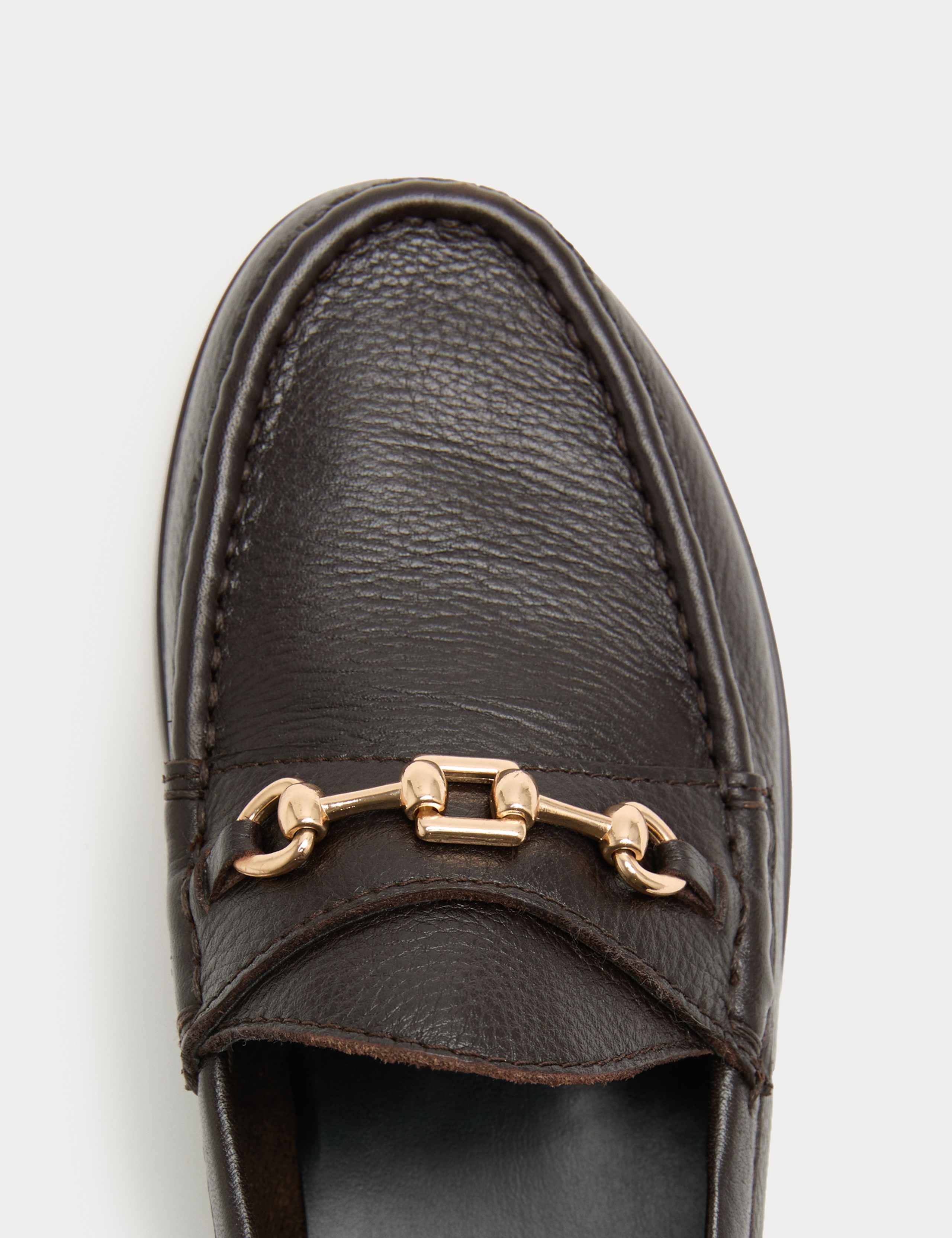 Leather Trim Block Heel Loafers 3 of 3