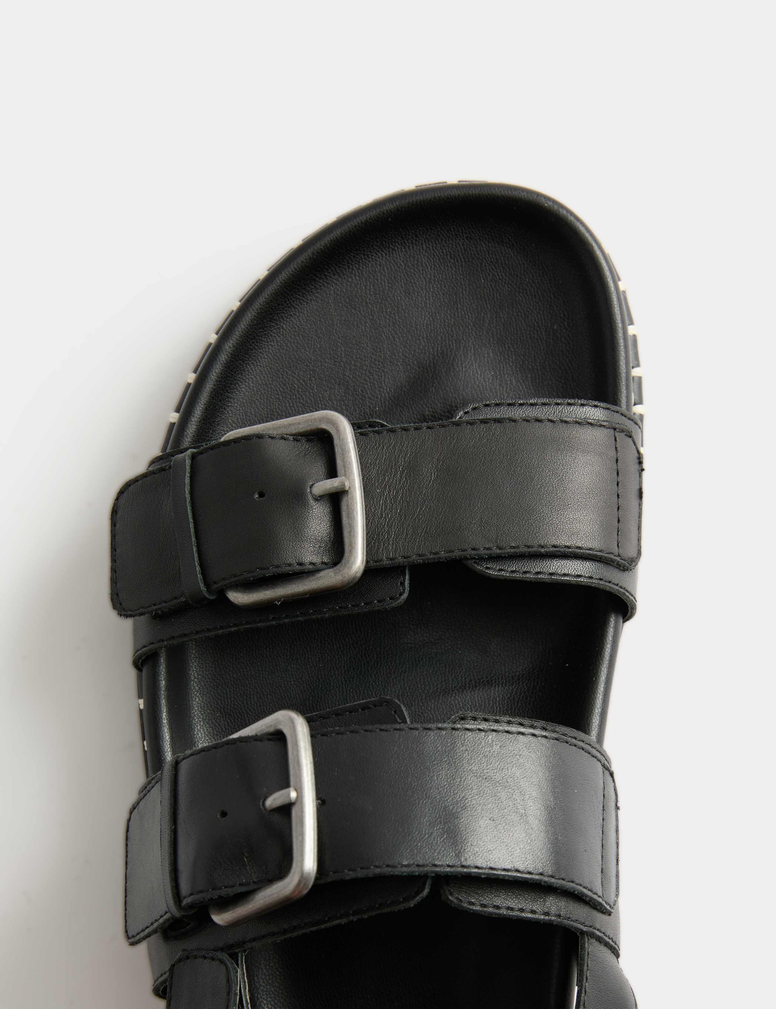 Leather Double Buckle Footbed Sandals 3 of 3