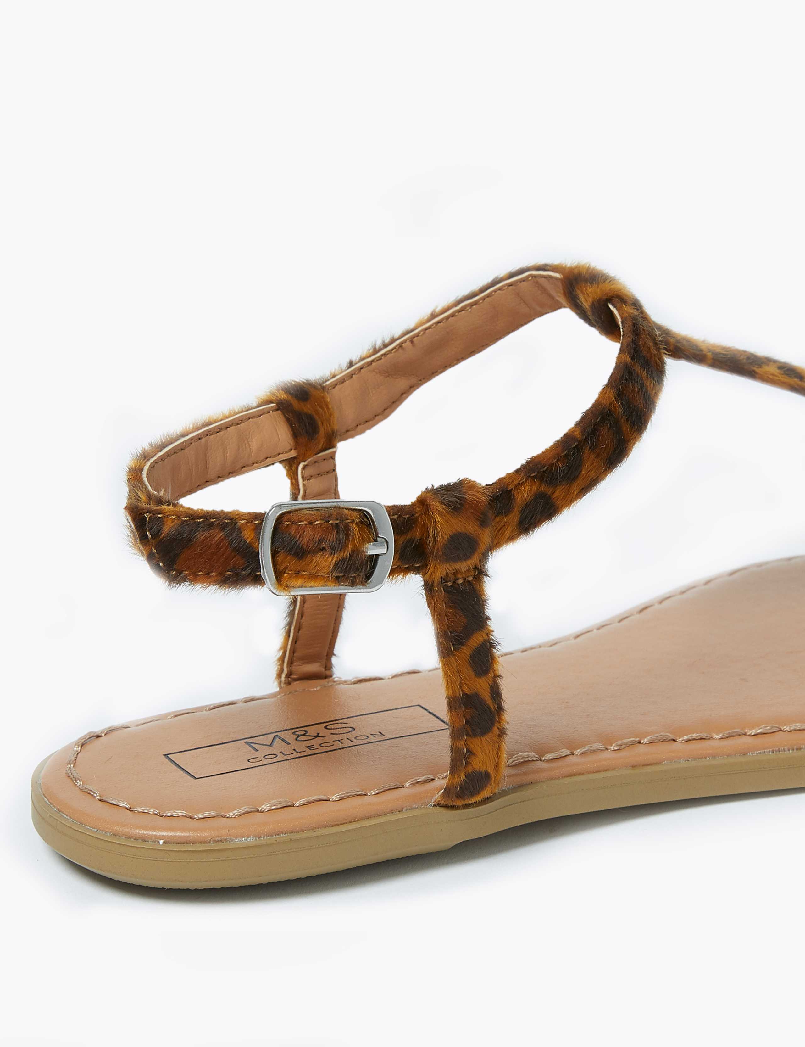 Leopard Print Flat T-Bar Sandals 3 of 4