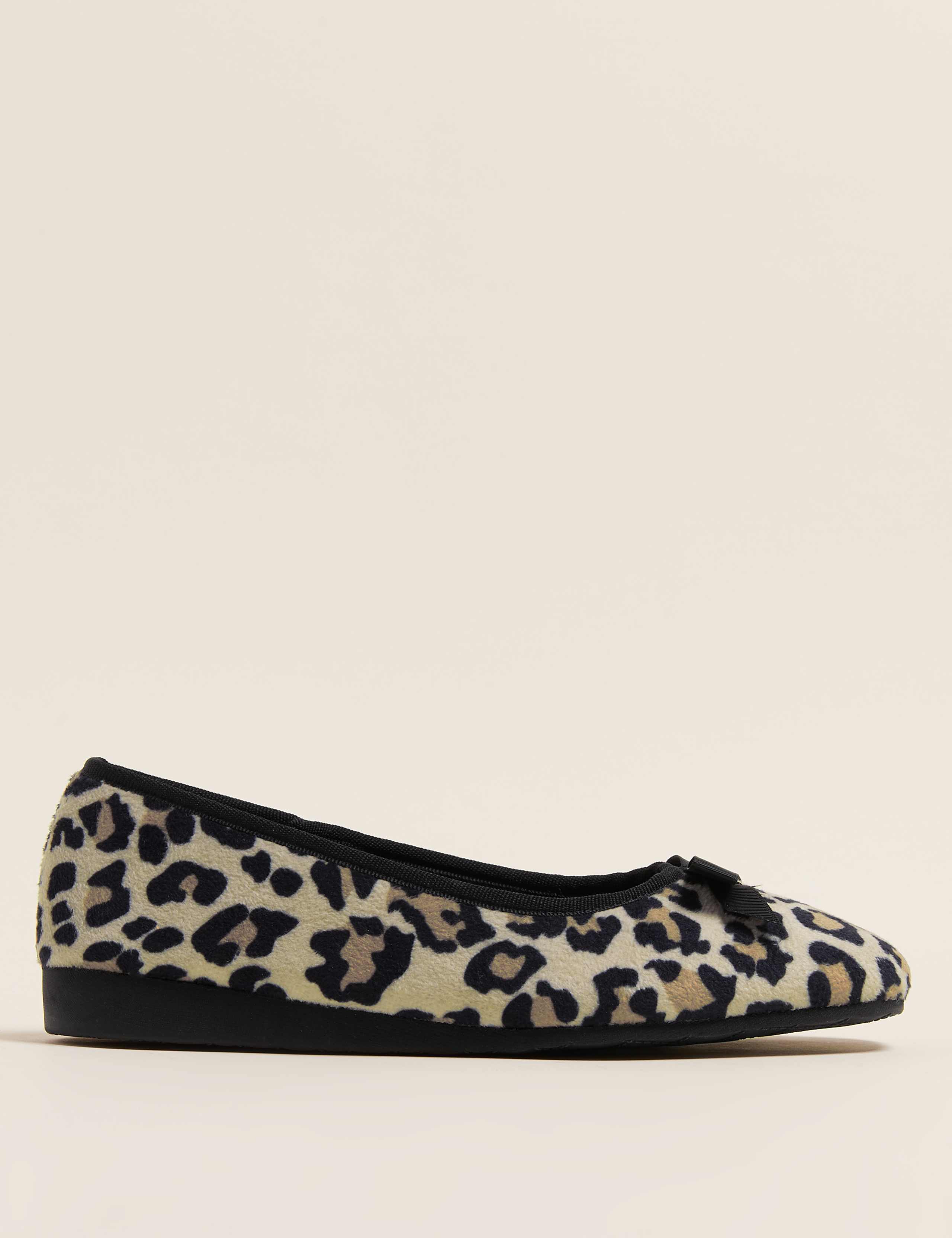 Velvet Leopard Print Bow Wedge Slippers 5 of 6