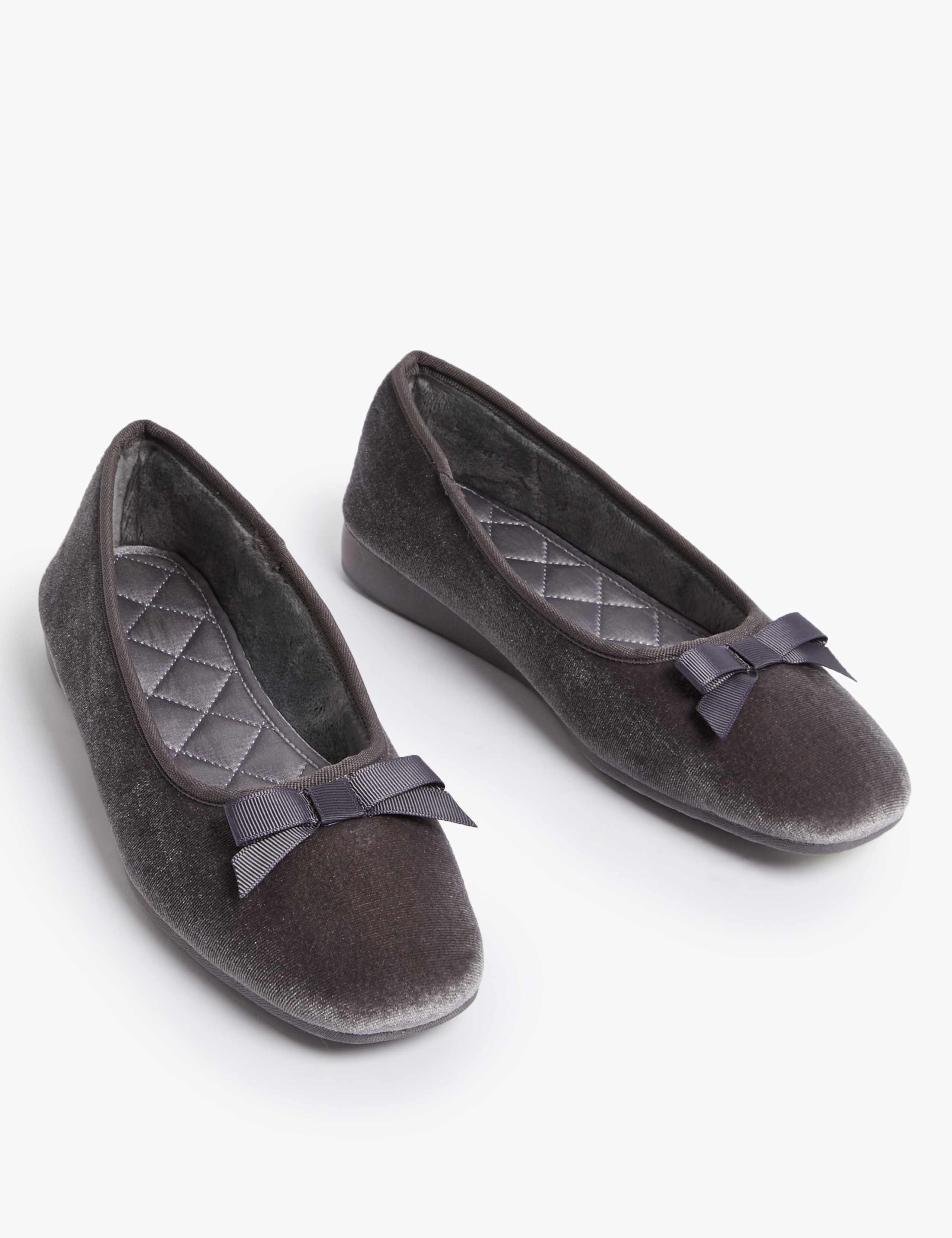 Velvet Wedge Ballerina Slippers 2 of 4